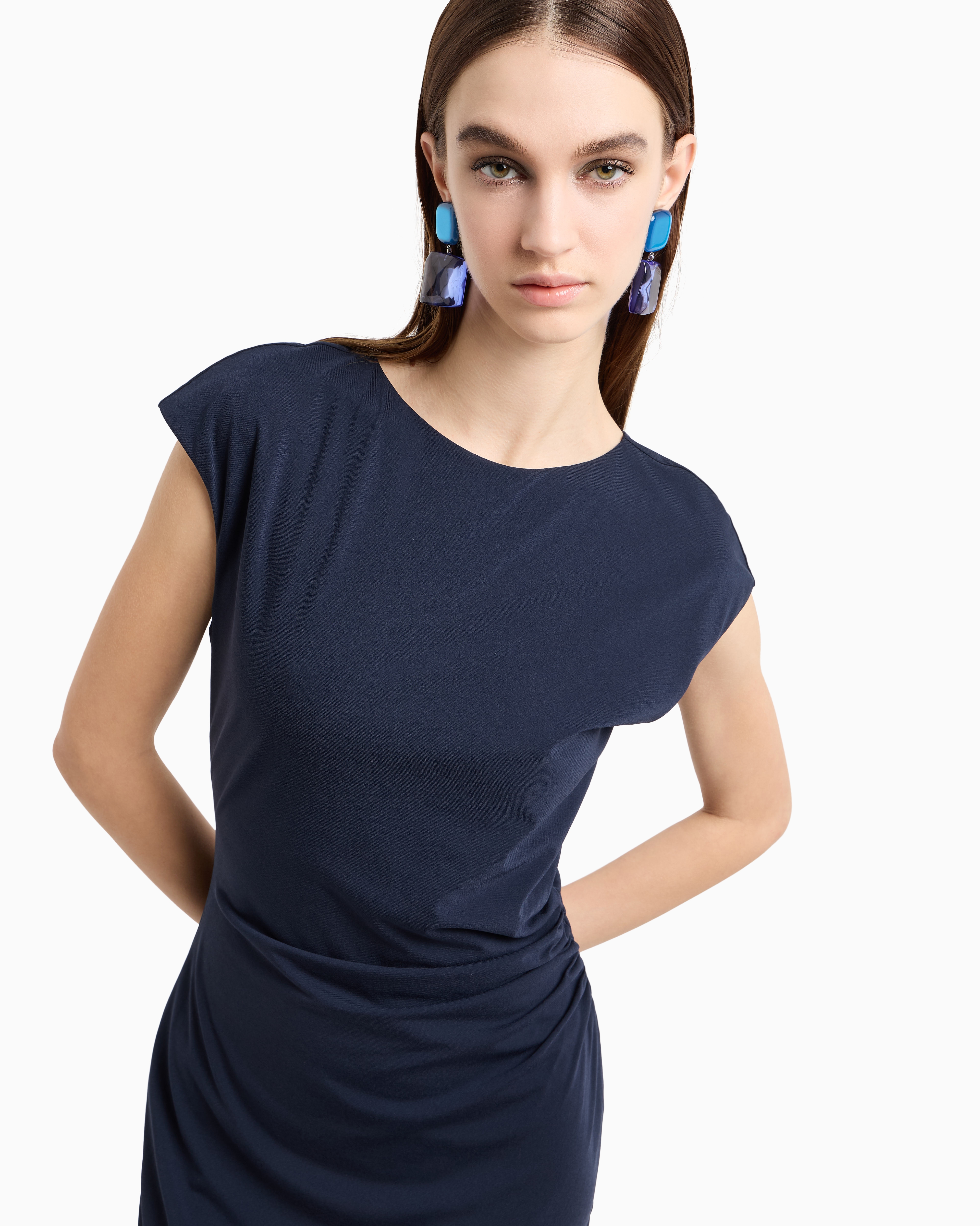 ワンピース EMPORIO ARMANI Woman Dress Blue EW000769AF10010 UB115 Poplin flared long dress | Emporio Armani