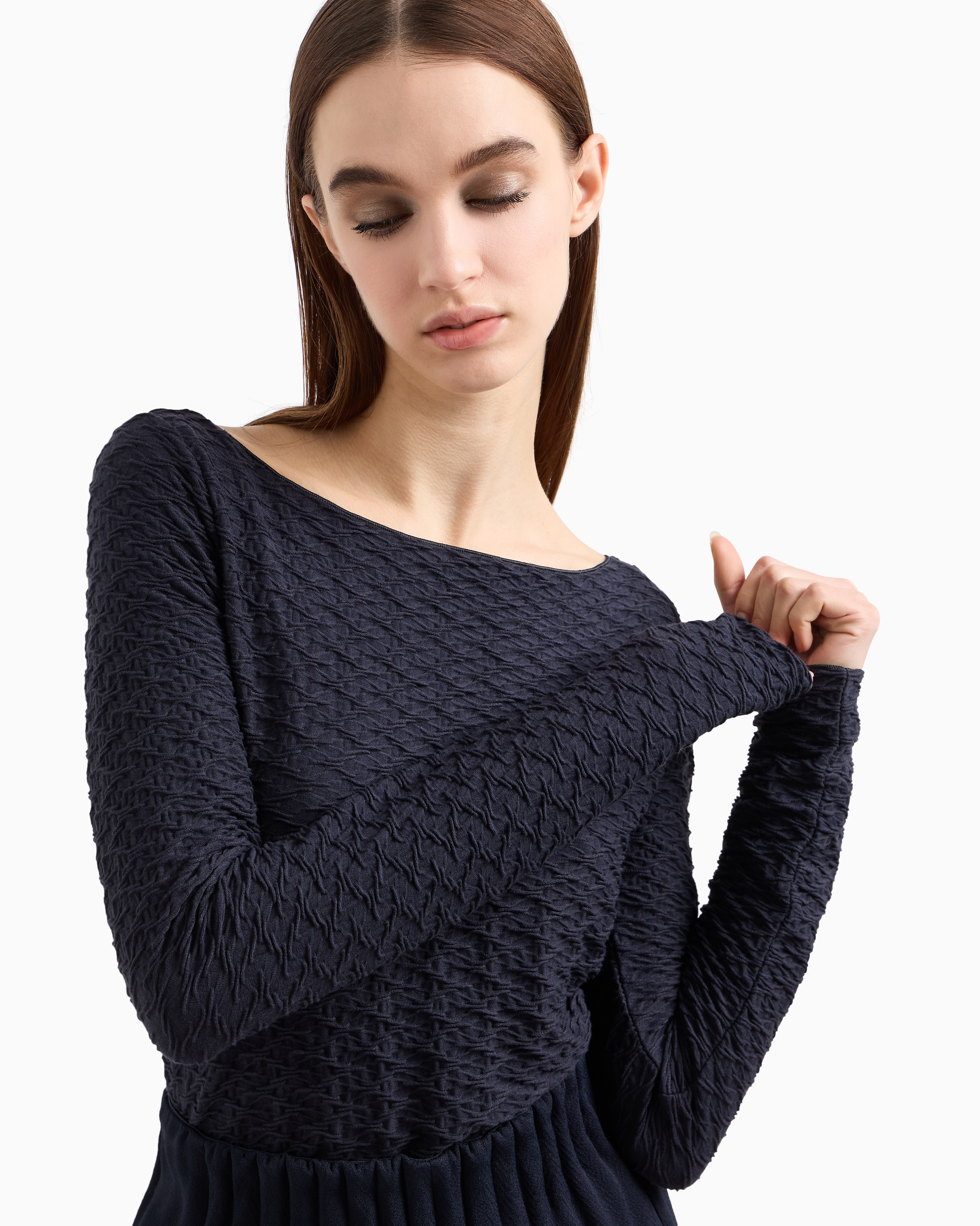 Emporio Armani Long Sleeves T-shirts In Navy Blue