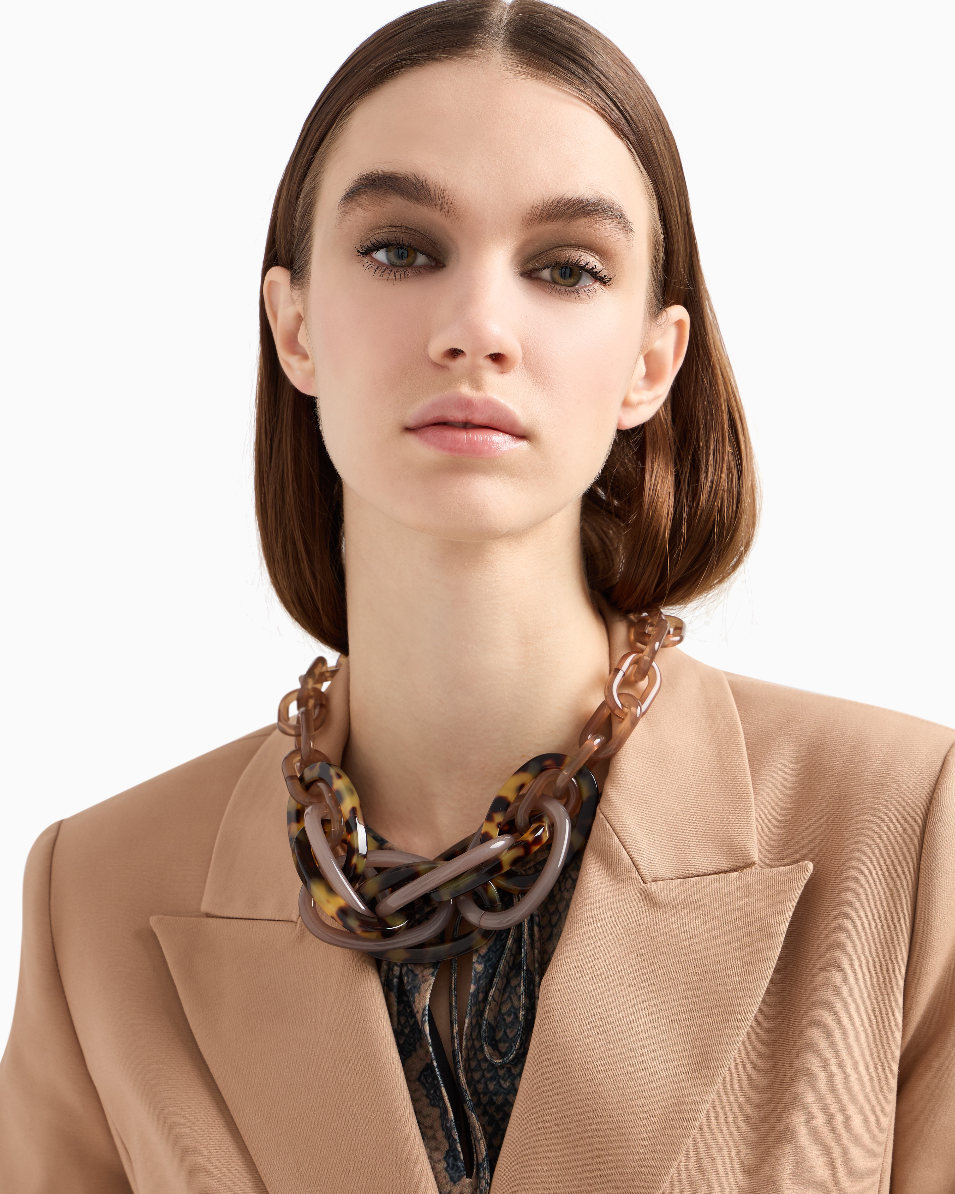 Emporio Armani Girocollo Catena Elementi Sovrapposti Necklace In Beige