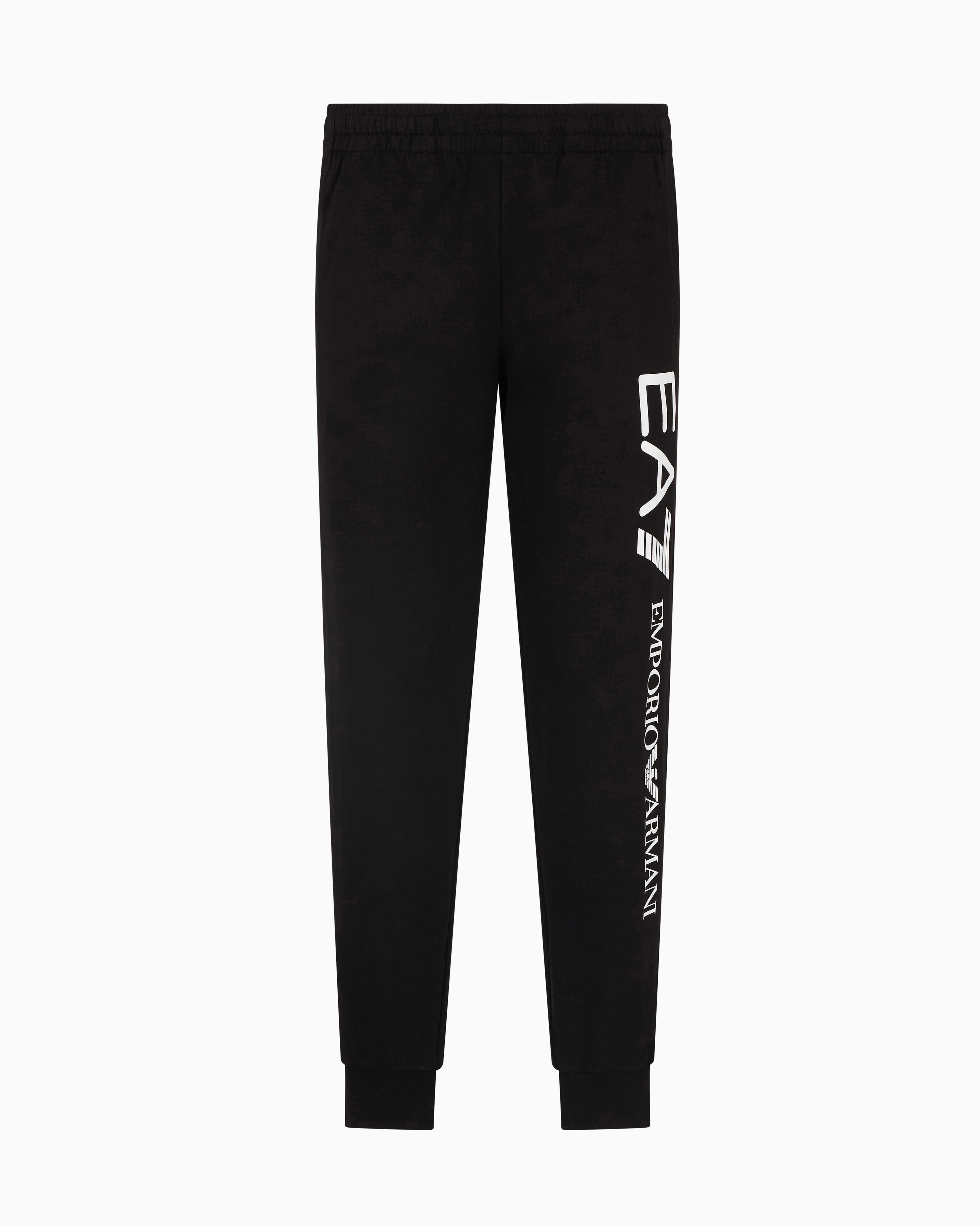 Ea7 Logo-print Cotton Track Pants In Black