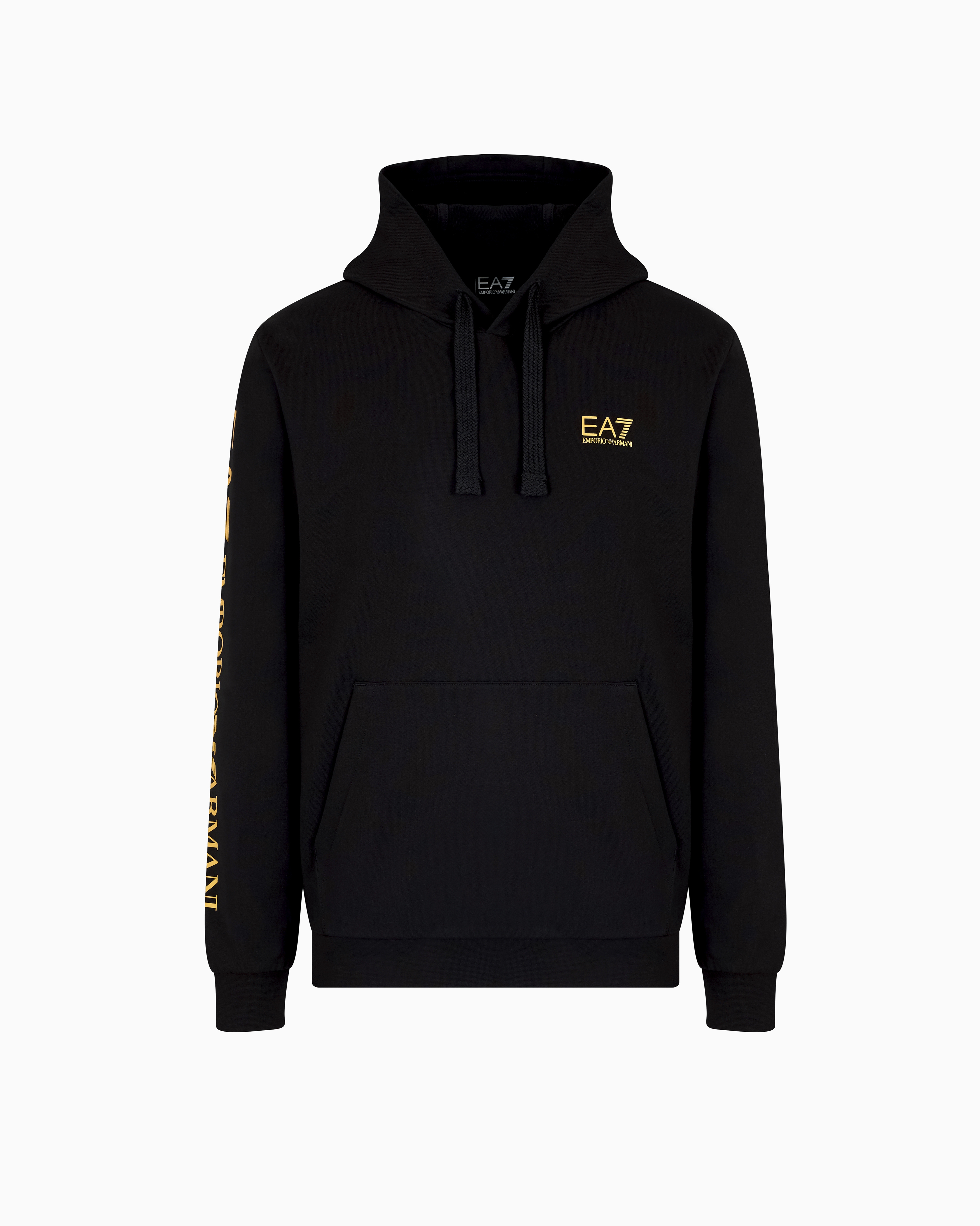 トップス emporio armani hoodie Logo Series cotton hooded, zip-up sweatshirt | EA7
