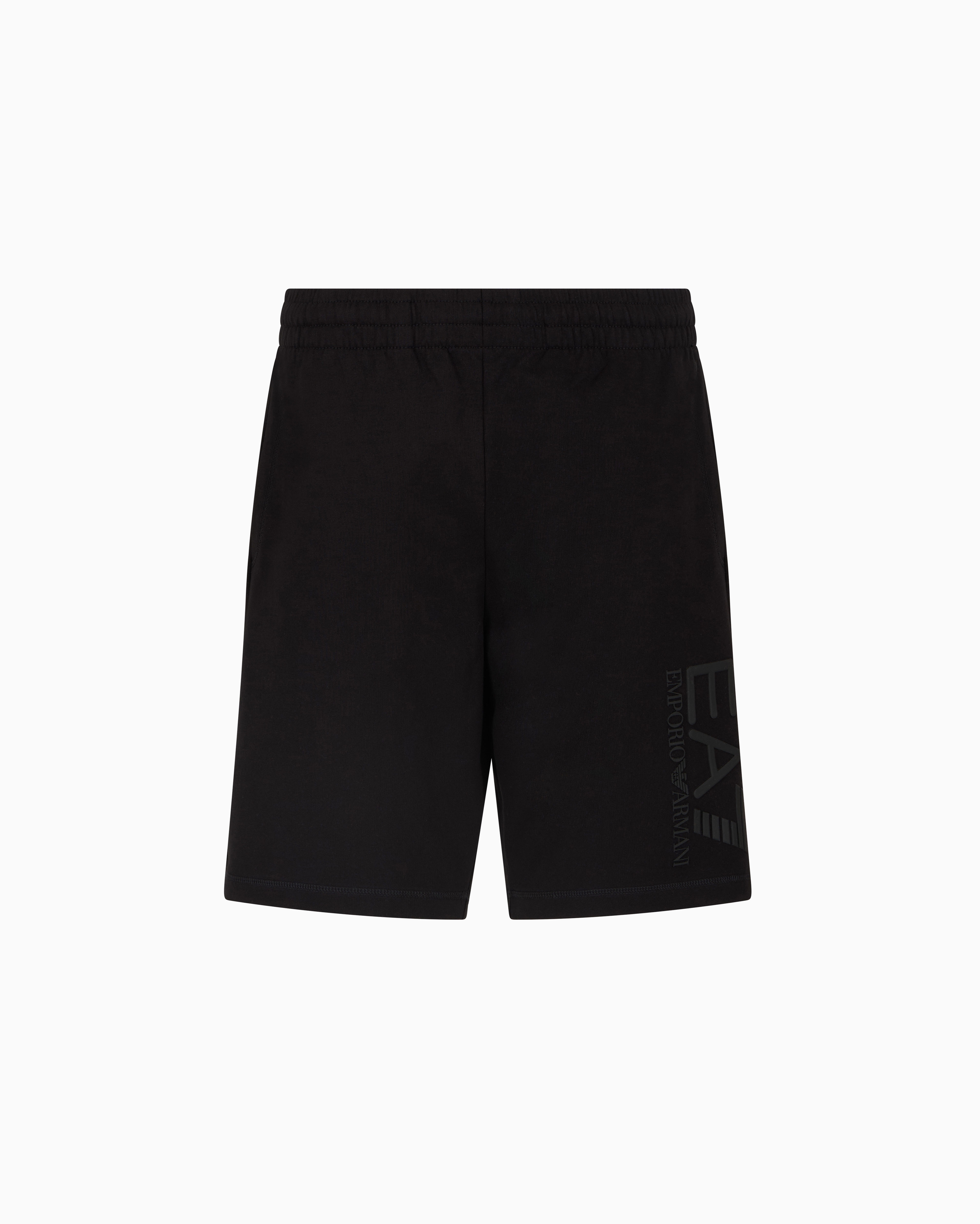 Ea7 Visibility Cotton Bermuda Shorts In Black