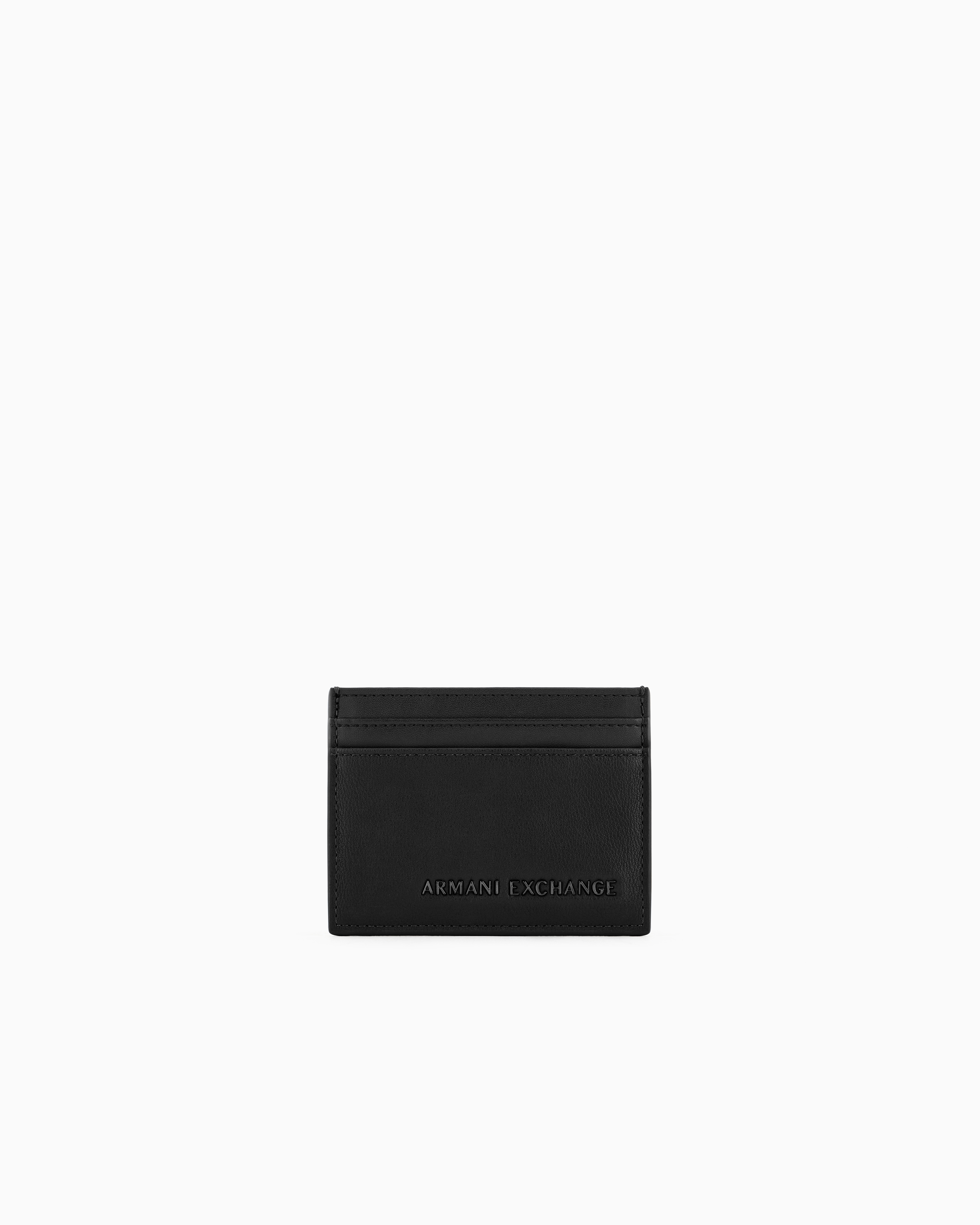 Armani Exchange Two-tone Card Holder With Logo In Black