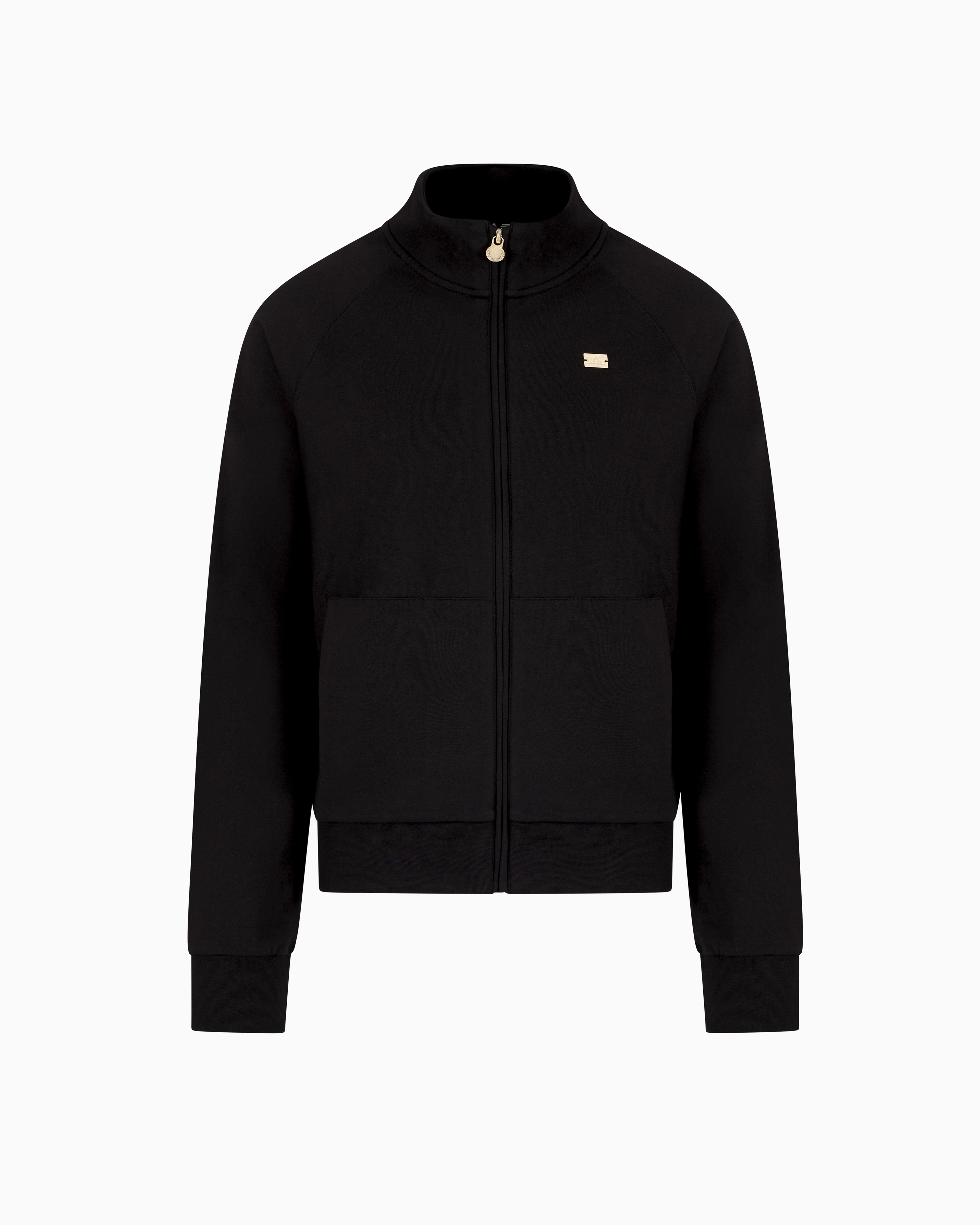 Ea7 Core Lady Stretch-cotton Zip-up Sweatshirt In Black