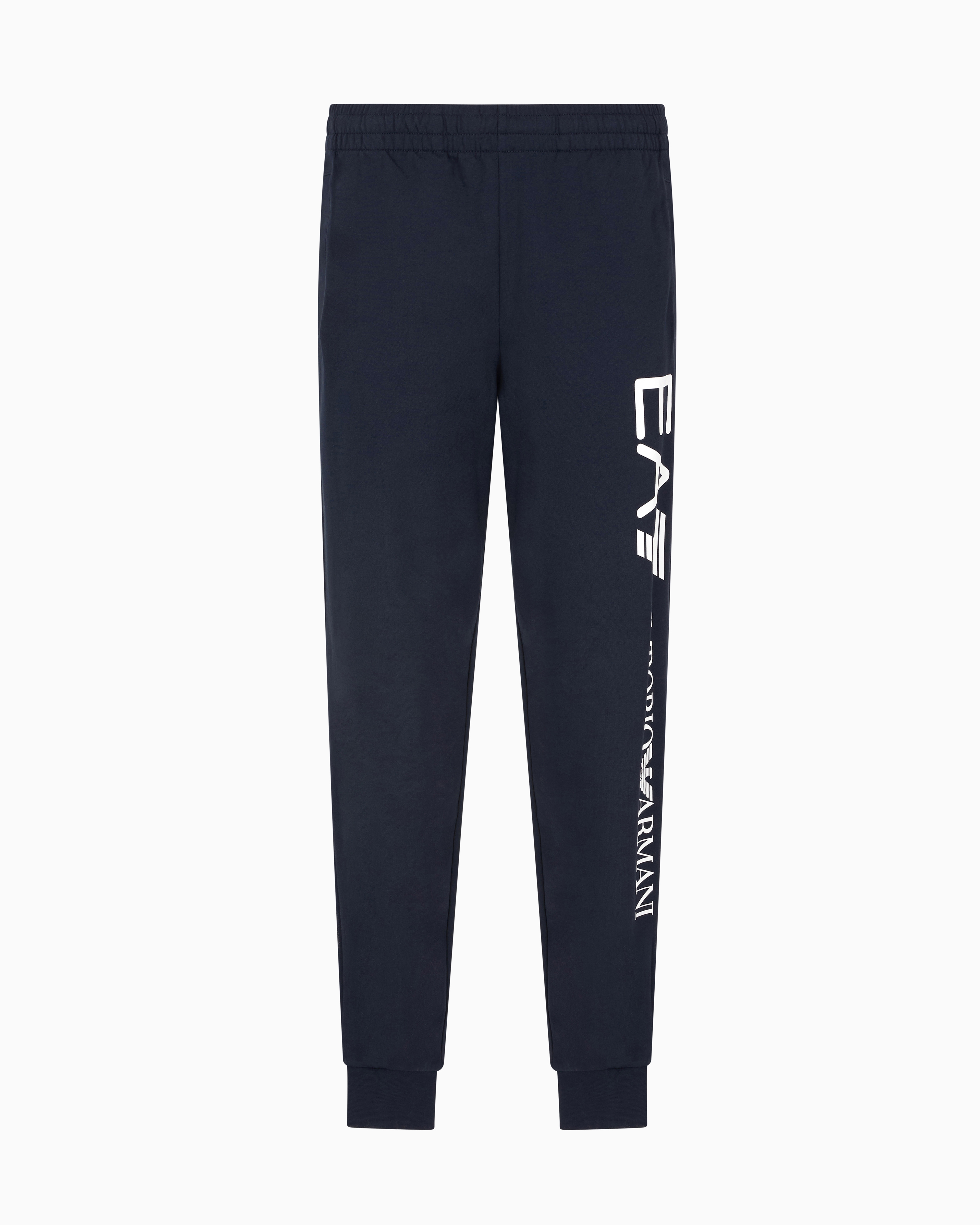 Ea7 Logo Series Cotton Joggers In Navy Blue