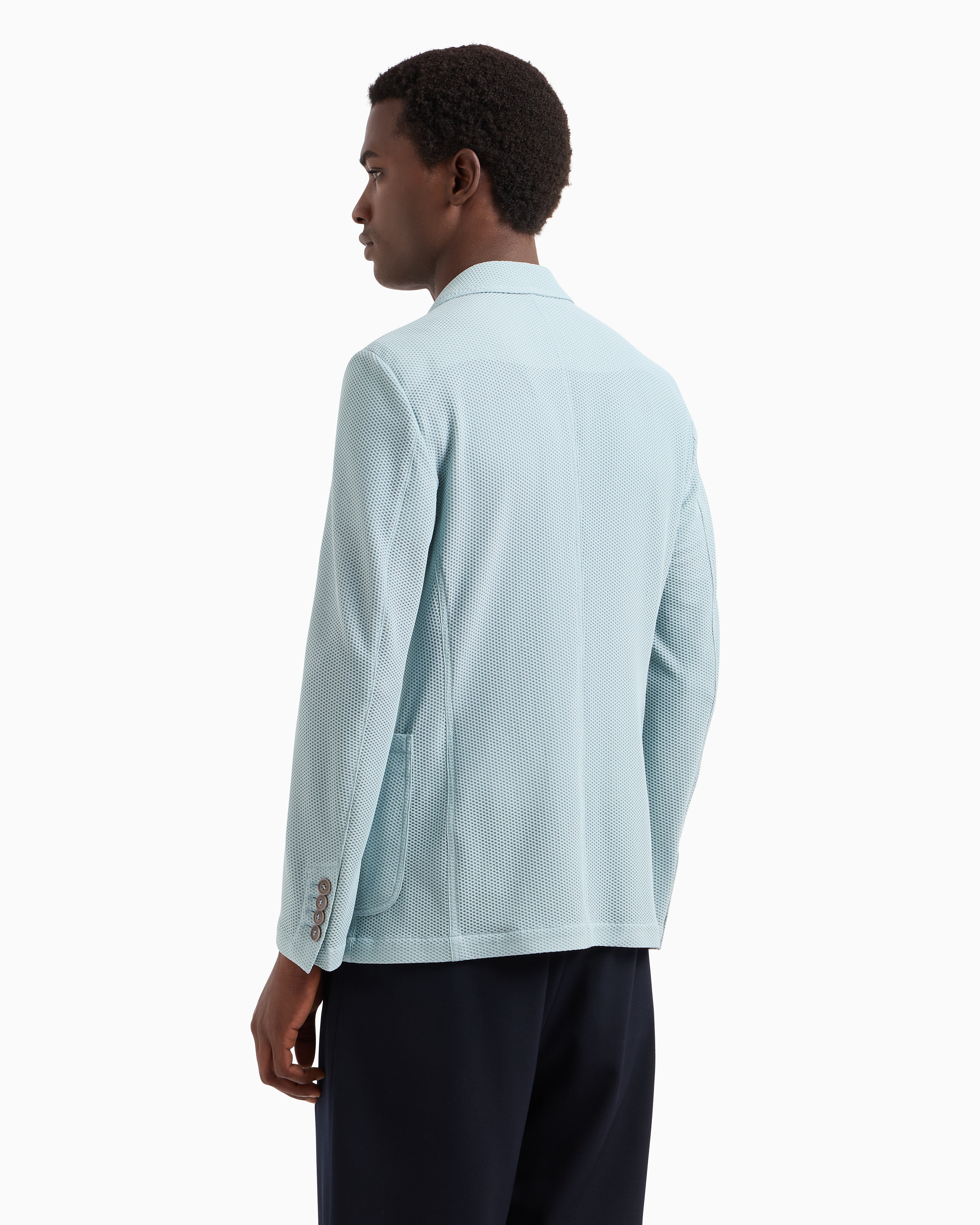 Giorgio Armani Single-breasted Jacket In Technical Waffle Fabric