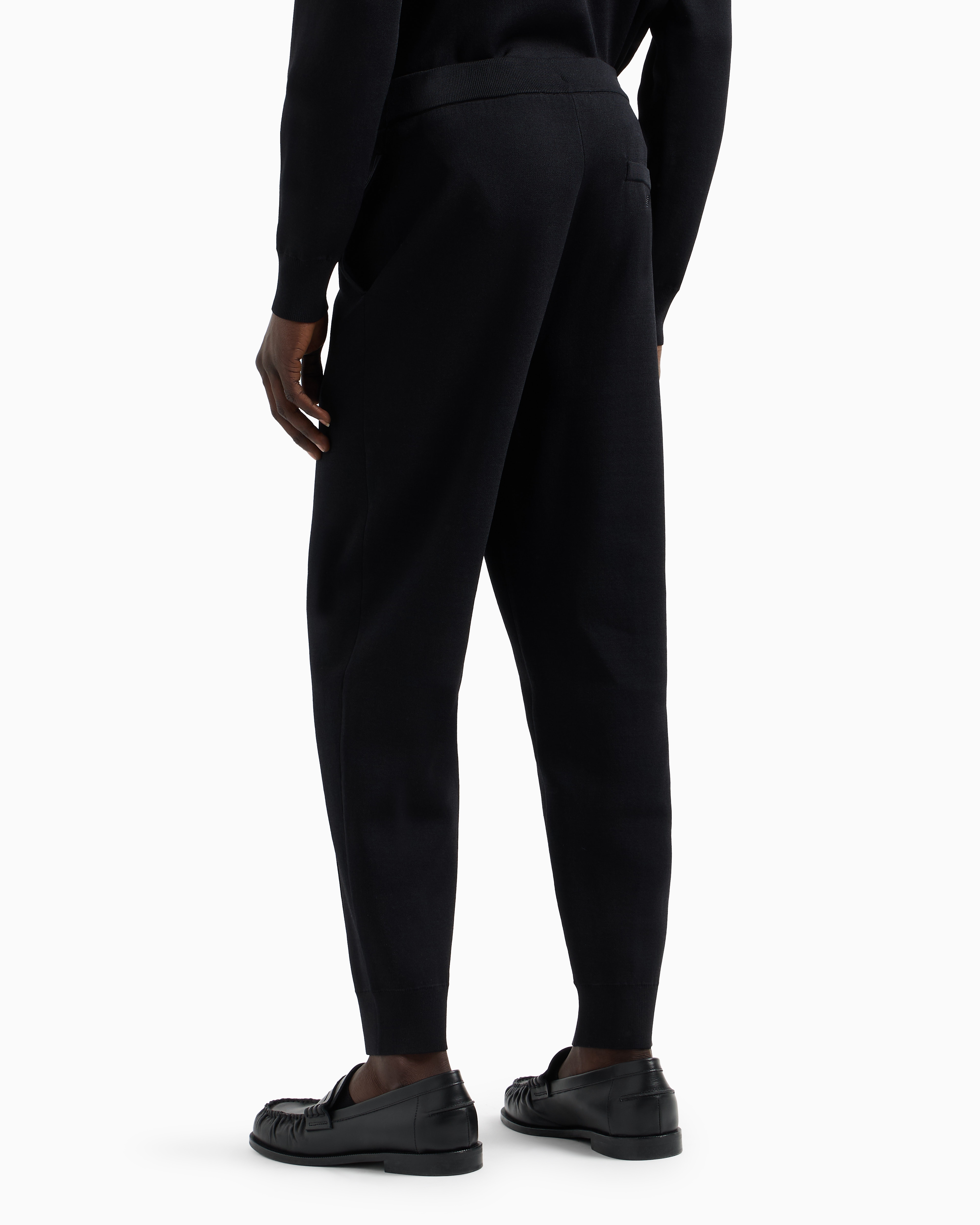 Emporio Armani - Plain-knit joggers with front ribs, Man, Blue, Size: