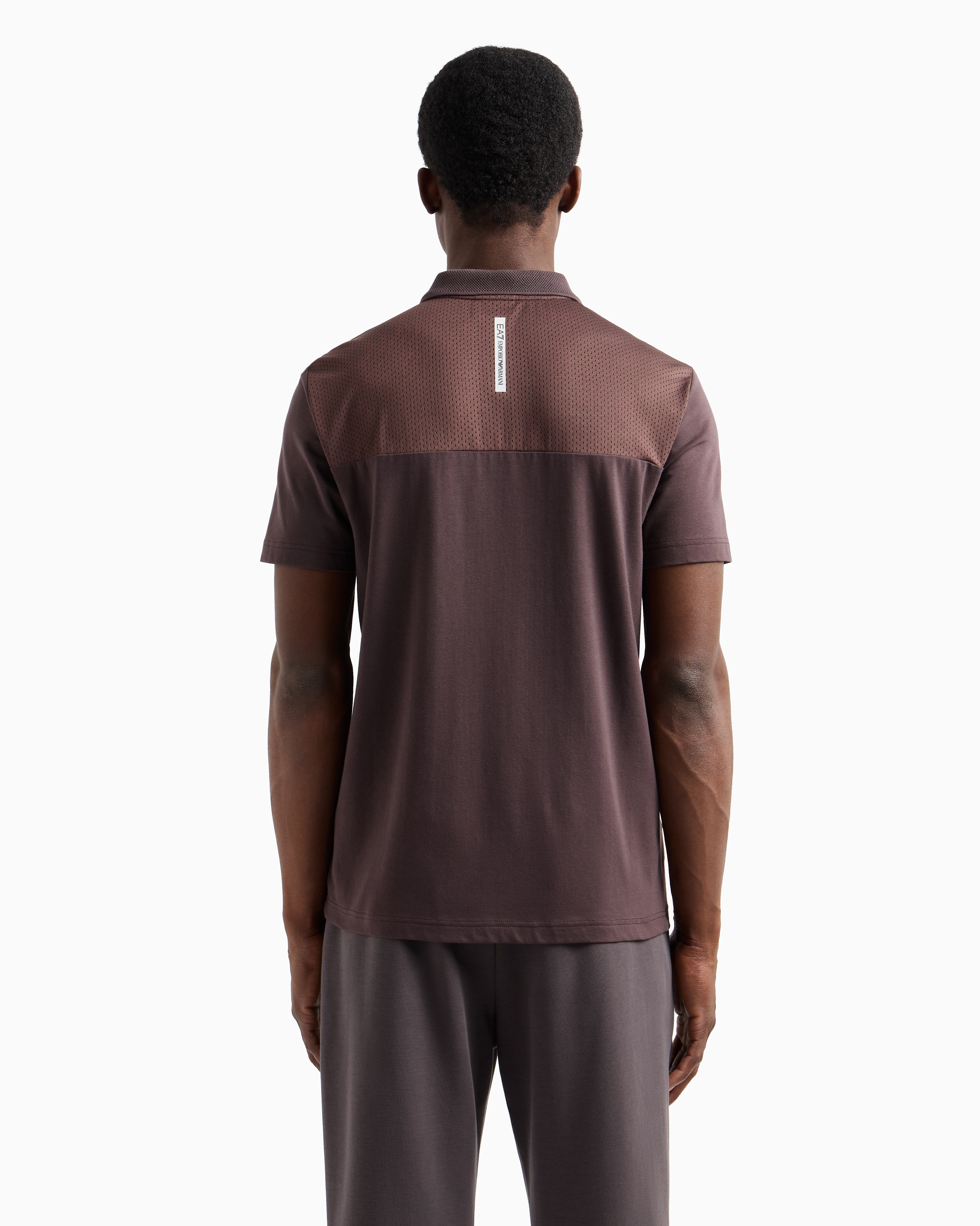 EA7 DYNAMIC ATHLETE POLO SHIRT IN NATURAL VENTUS7 TECHNICAL FABRIC
