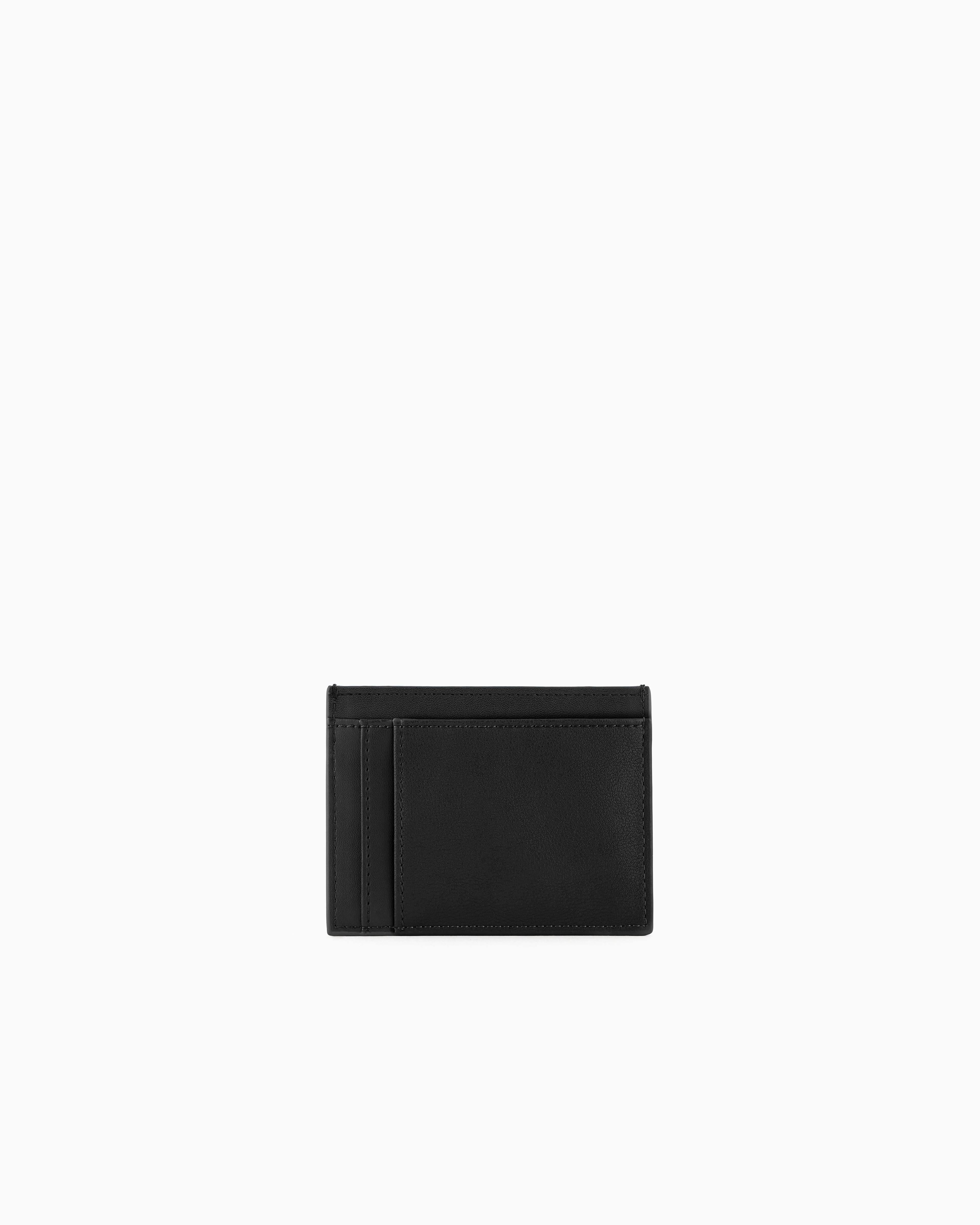 Armani Exchange Two-tone Card Holder With Logo In Black