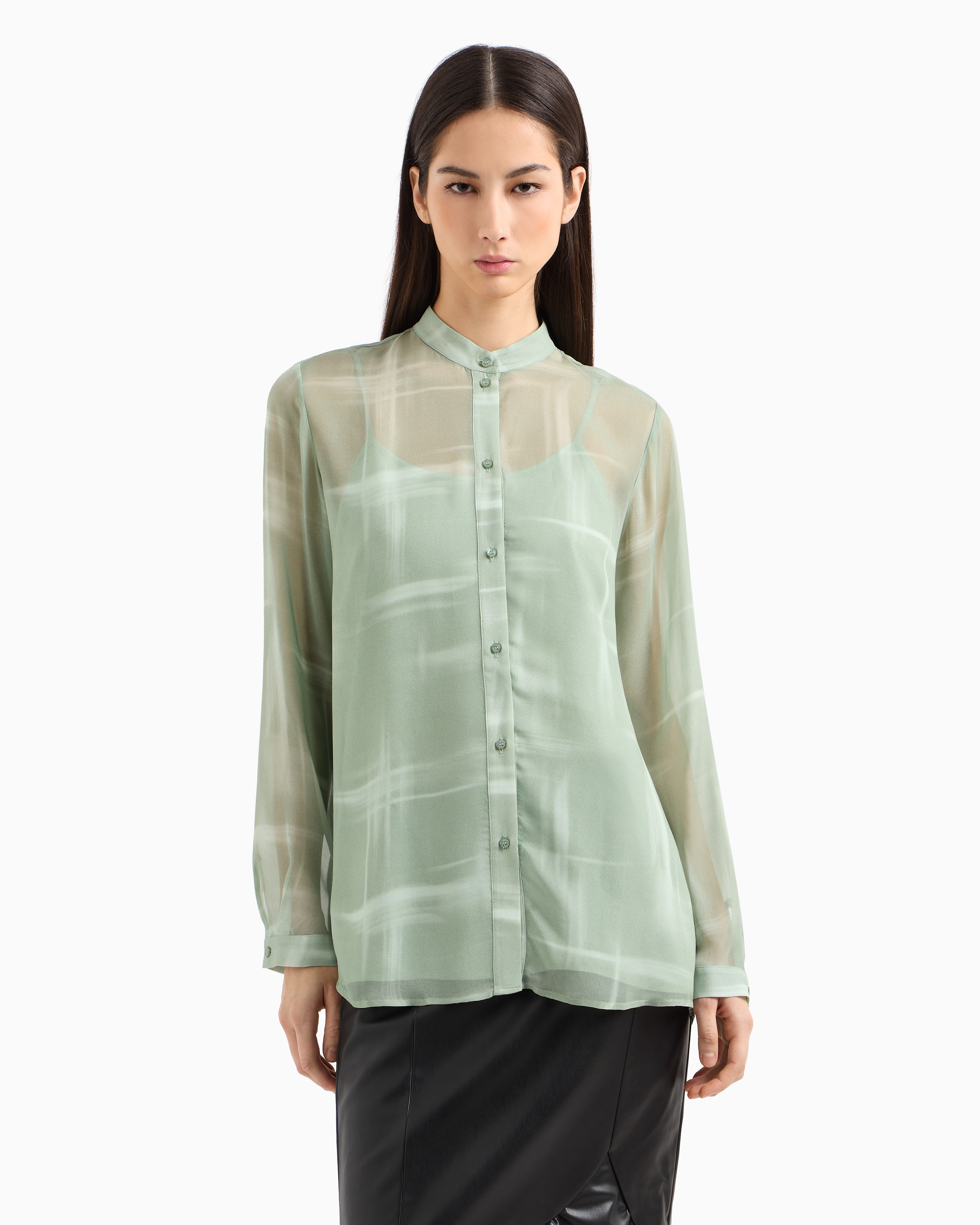 Armani Exchange Abstract-print Shirt In Green