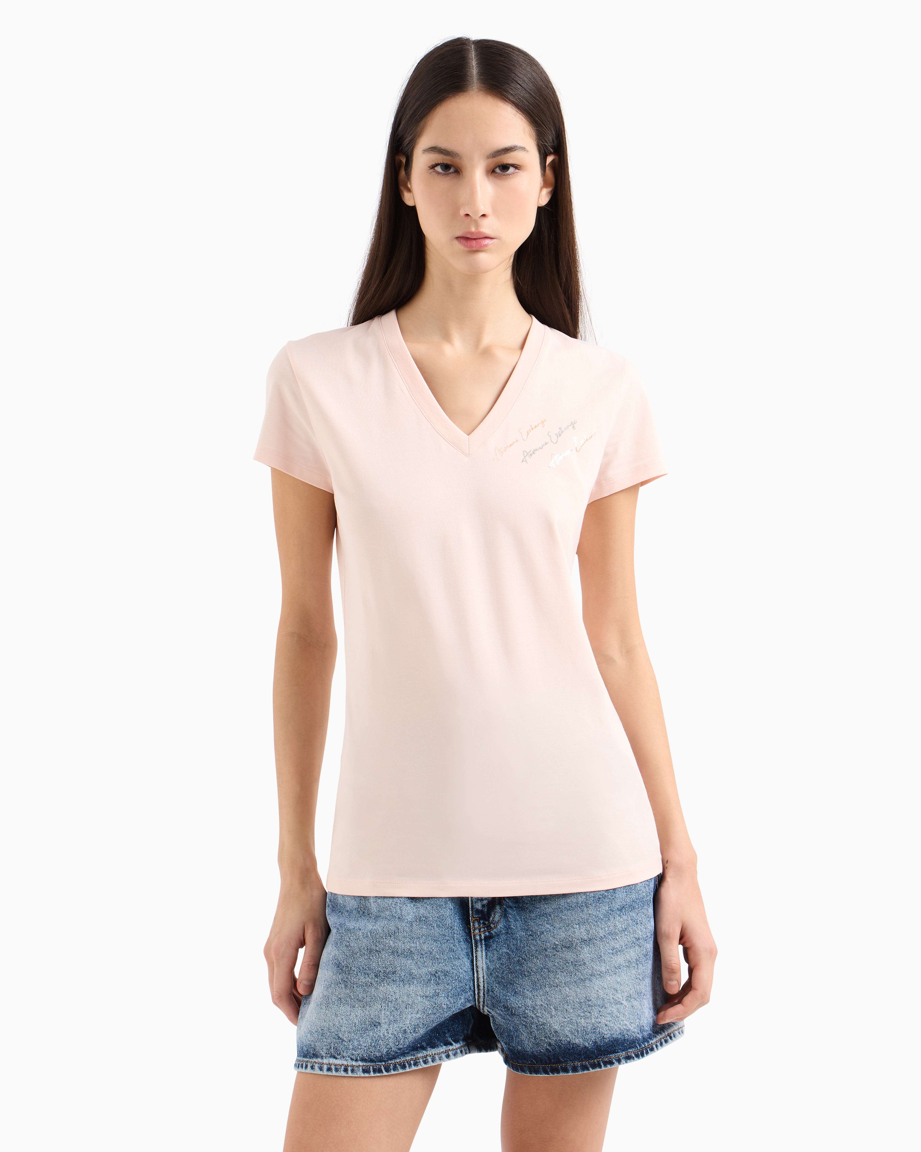 Armani Exchange Slim Fit T-shirts In Pink