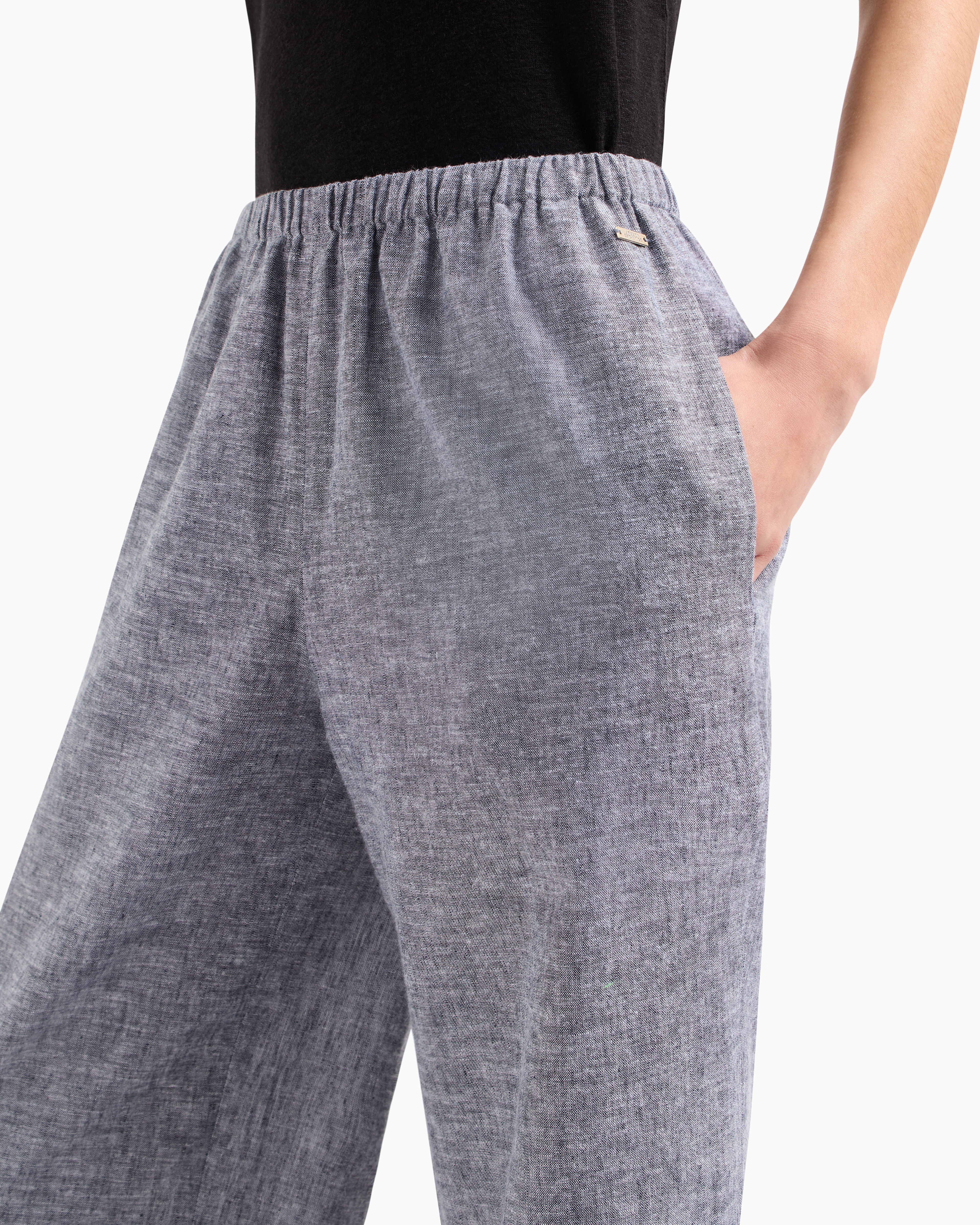 Armani Exchange Elastic Waist Casual Pants In Blue