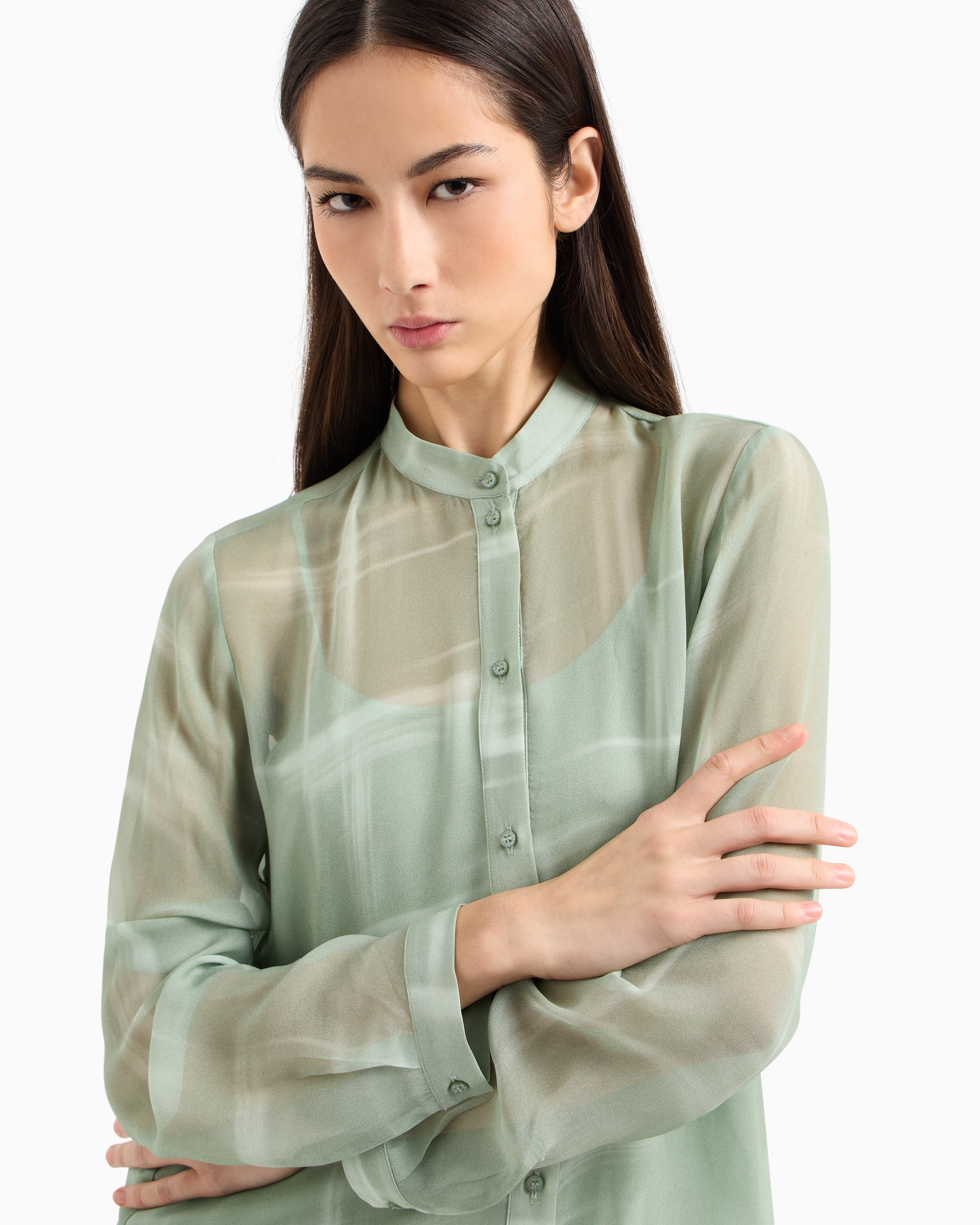 Armani Exchange Abstract-print Shirt In Green