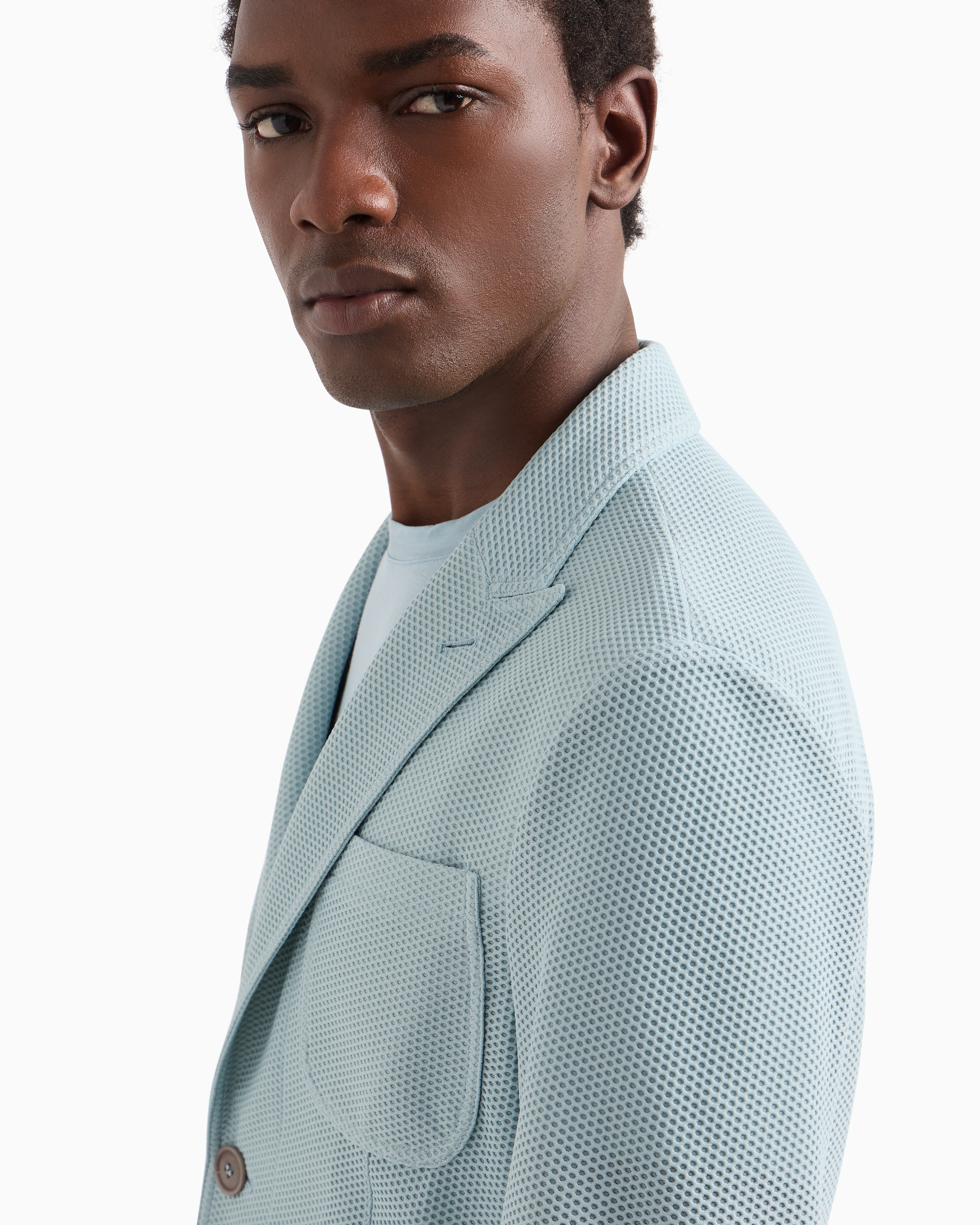 Giorgio Armani Single-breasted Jacket In Technical Waffle Fabric