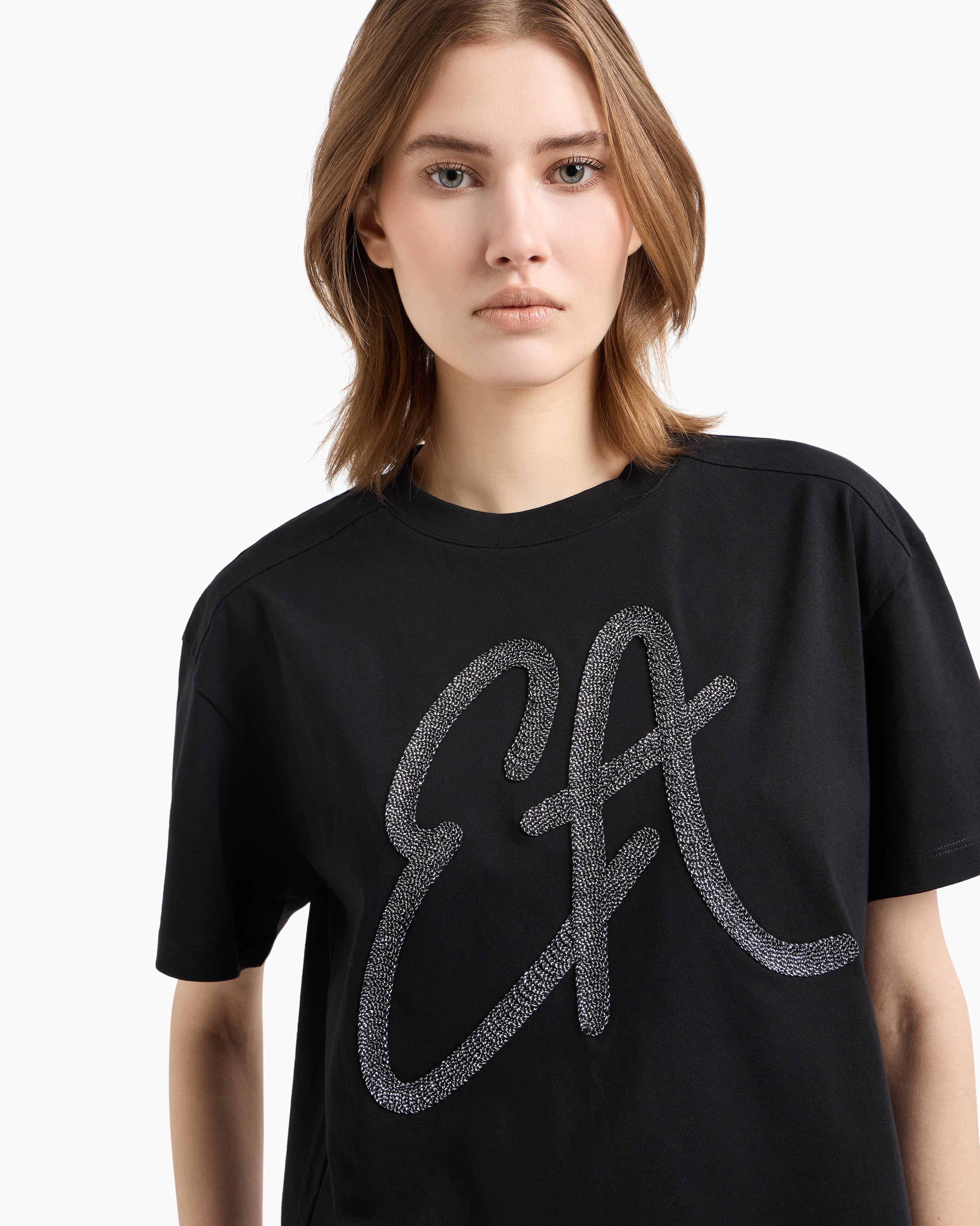 [EMPORIO ARMANI UW] 3DロゴグラフィックコットンTシャツ EA7 アルマーニ Tシャツ EMPORIO ARMANI バックプリント 3DUT02