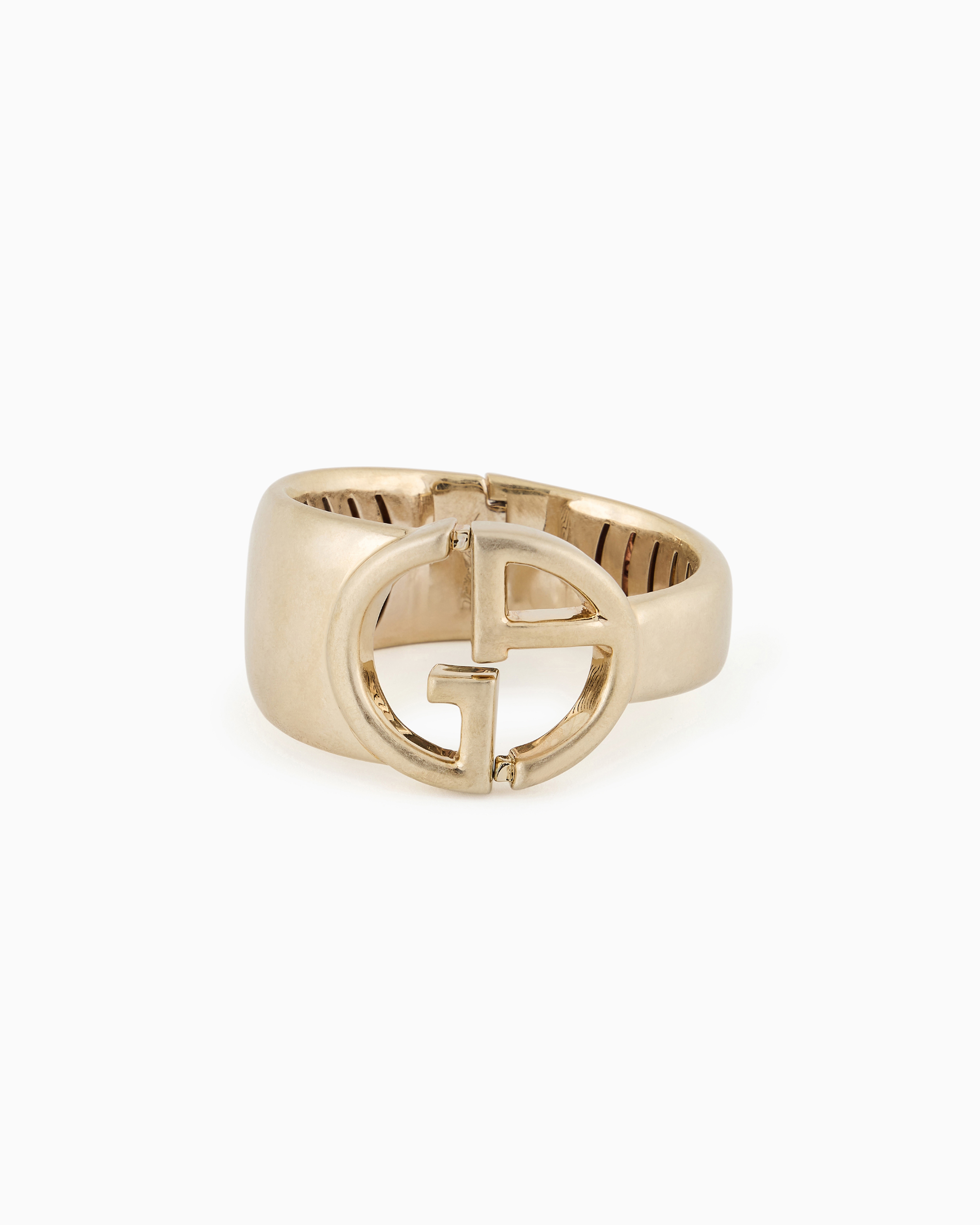 Giorgio Armani Contoured Ga Logo Bracelet In Gold