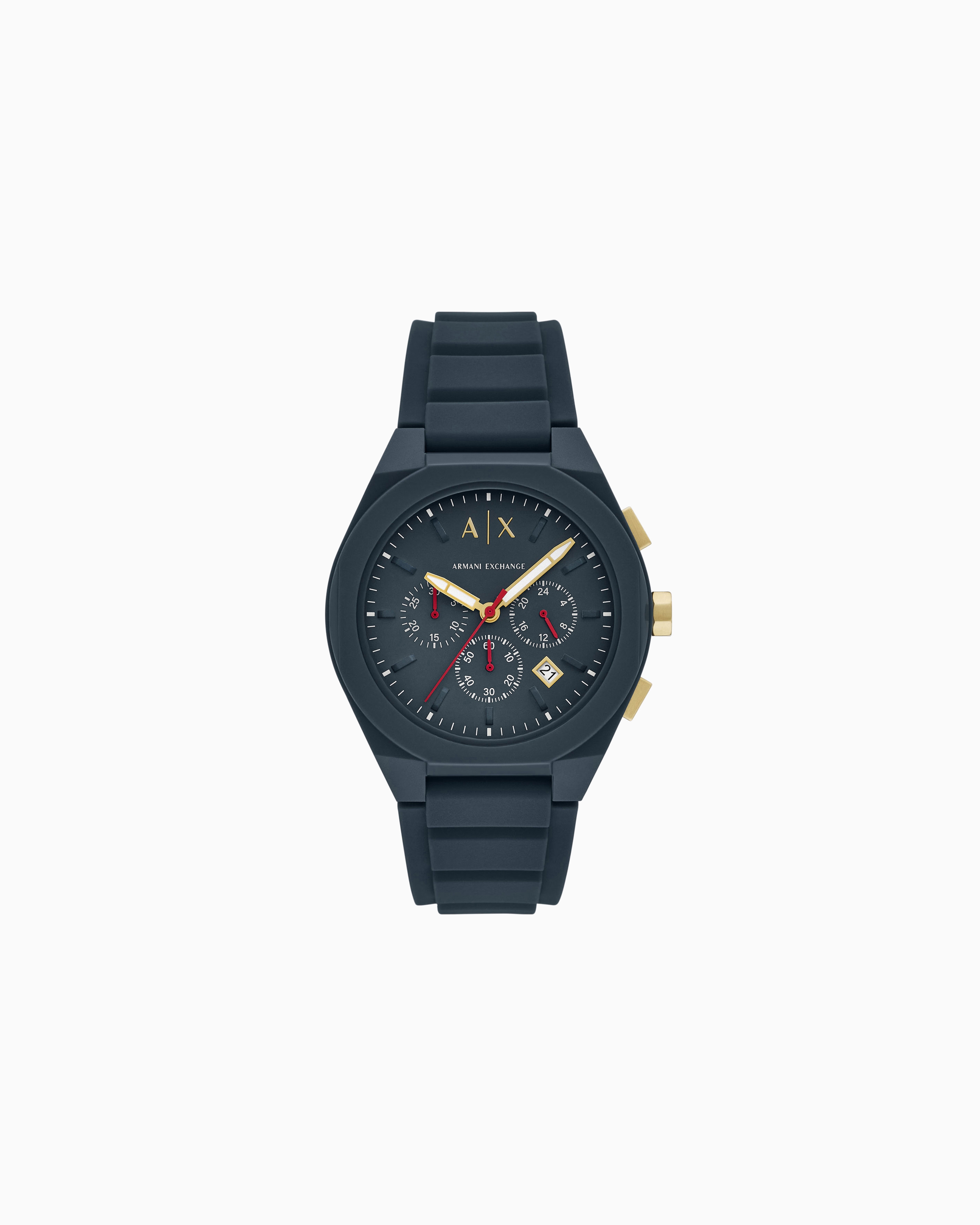 Armani Exchange Chronograph Blue Silicone Watch In Multicolore