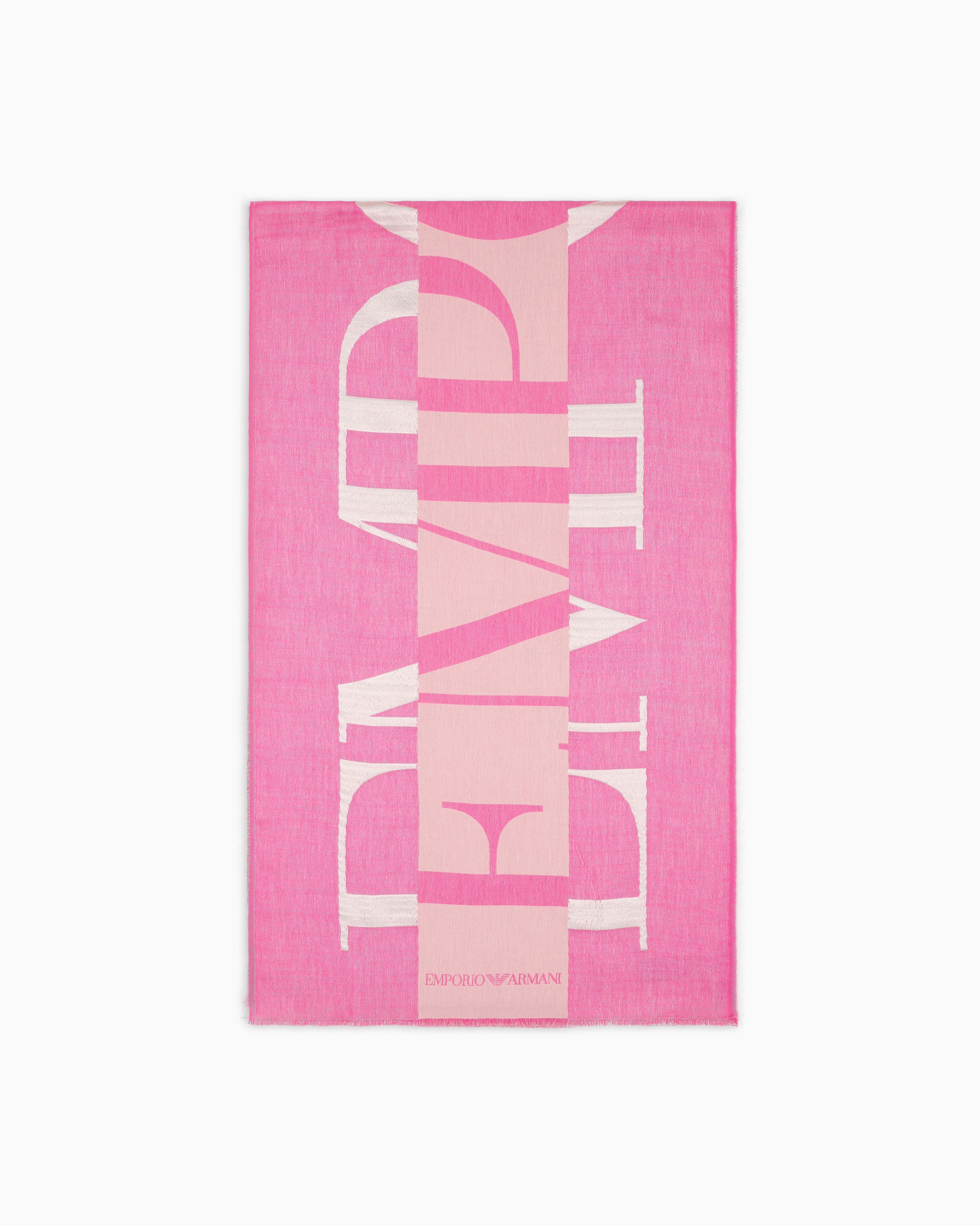 Emporio Armani Pink Stole With Oversized Jacquard Logo Tu