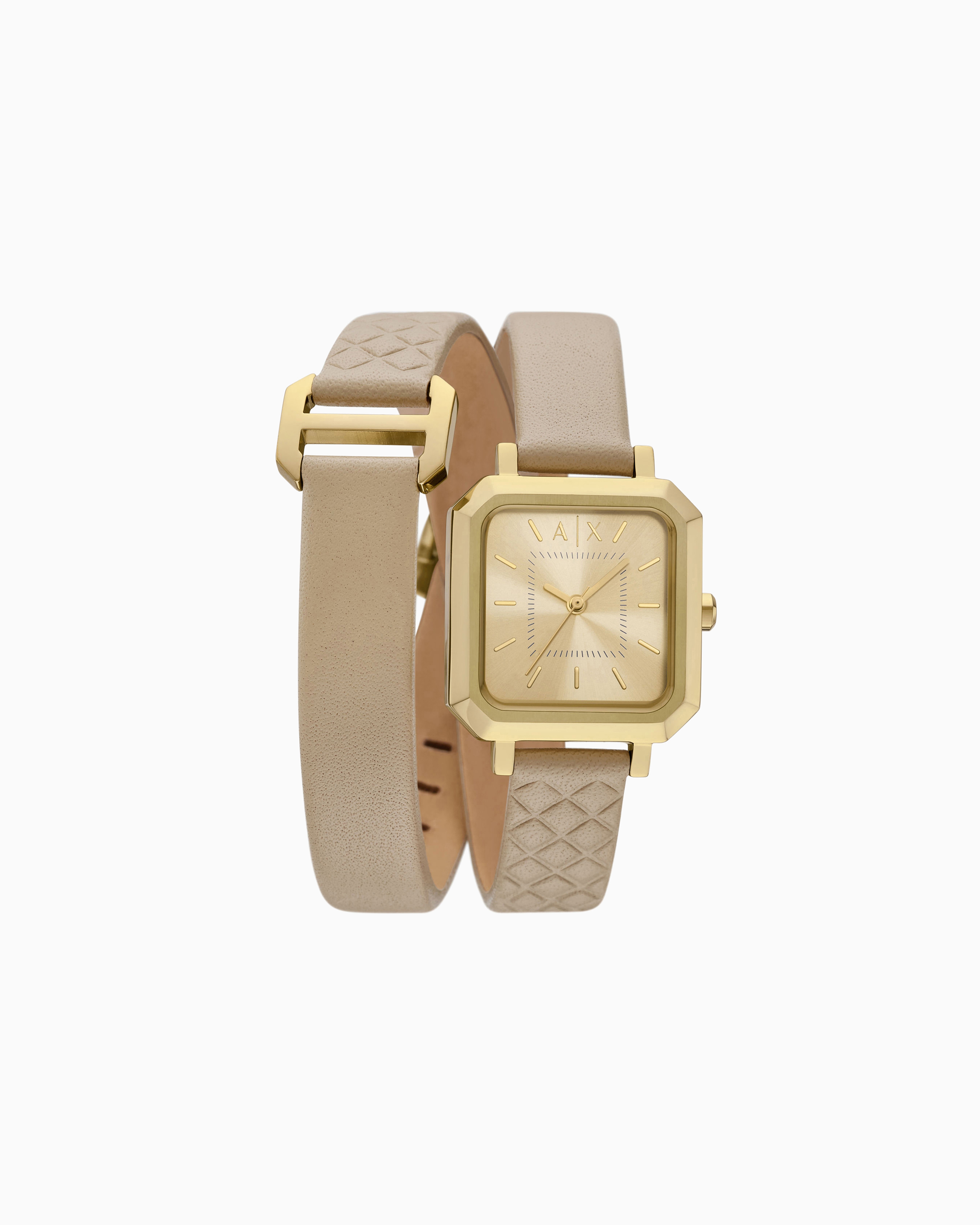 Armani Exchange Three-hand Brown Leather Watch In Multicolore