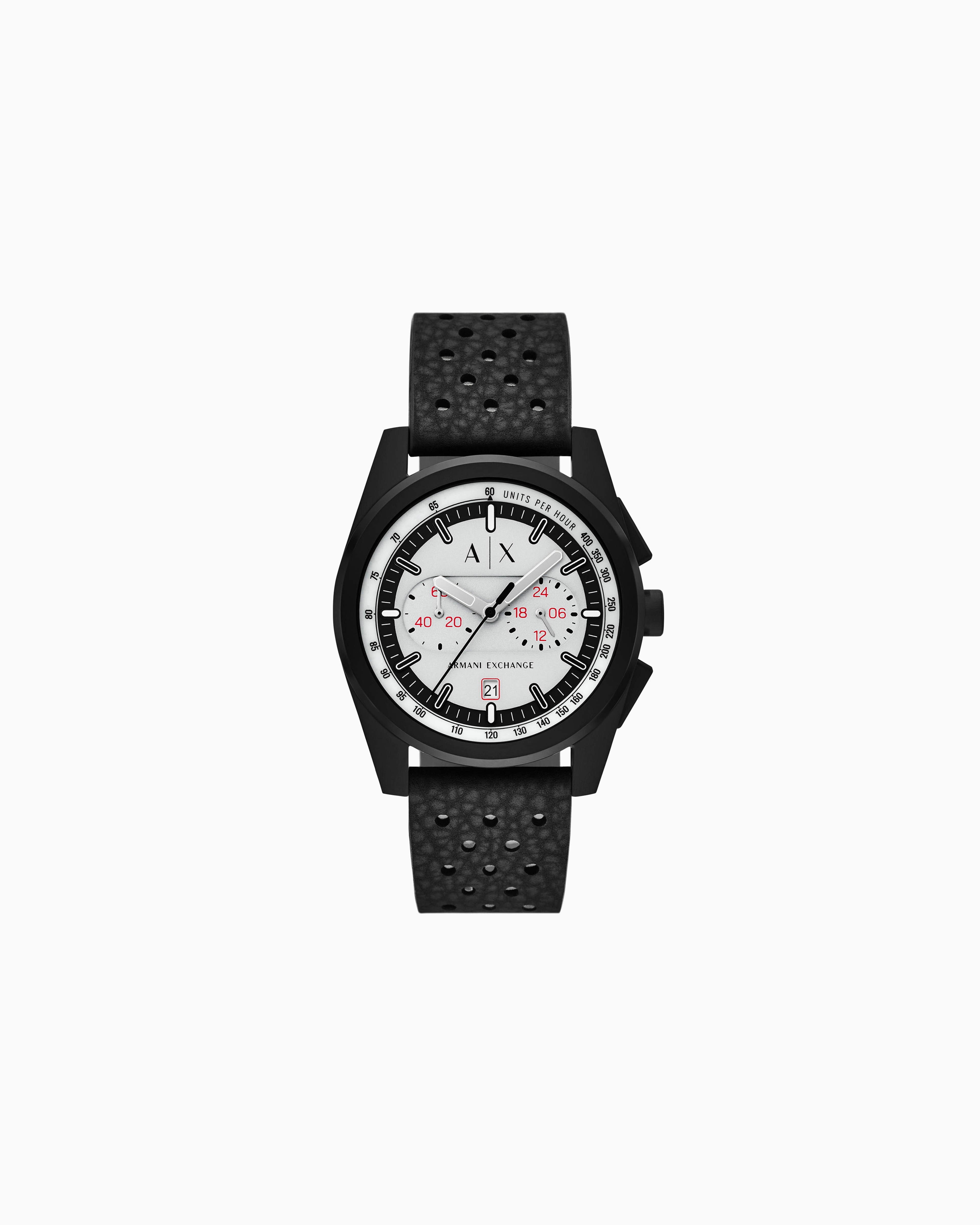 Armani Exchange Chronograph Black Rubber Watch In Multicolore