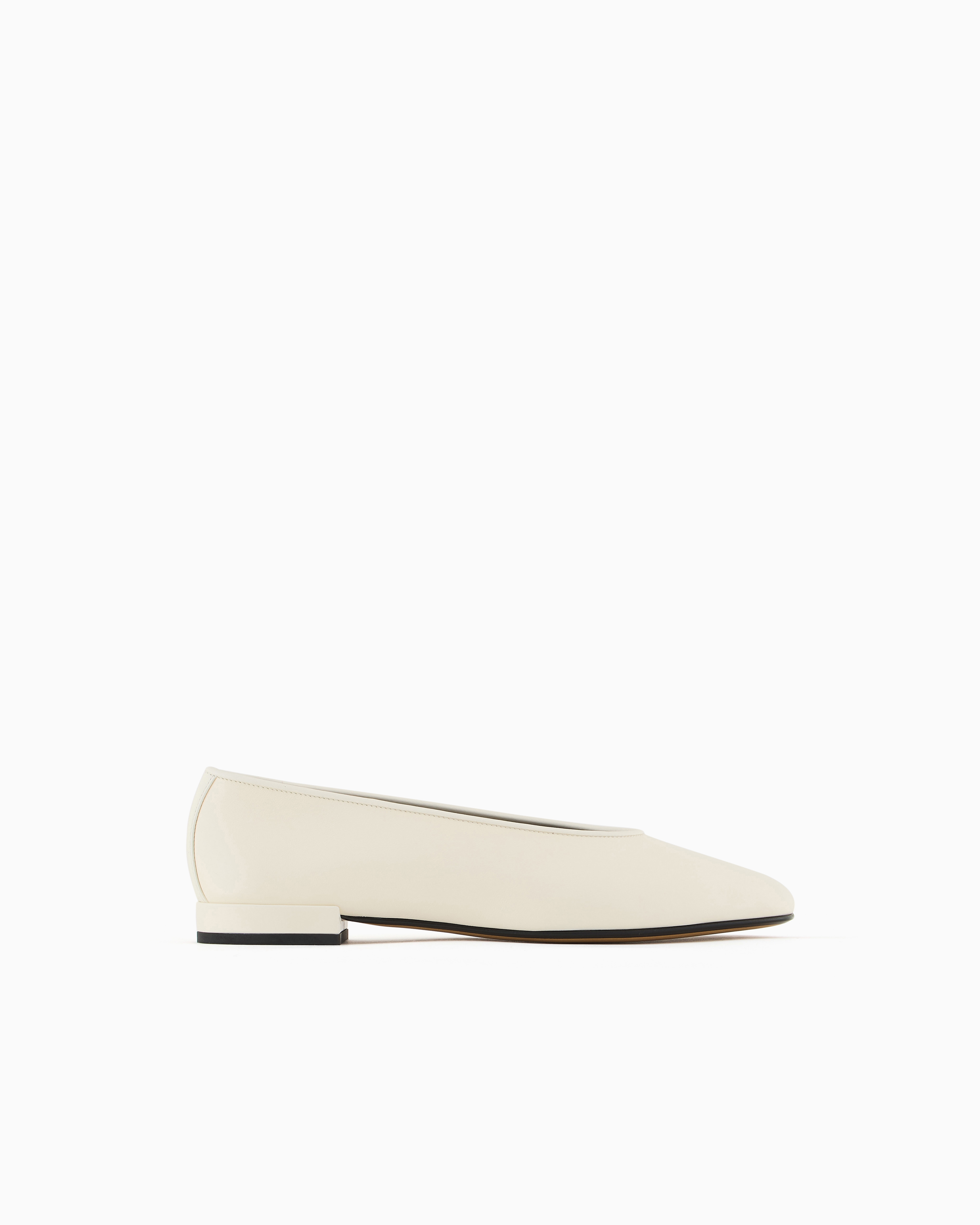 Giorgio Armani Soft Calfskin Ballerina Flats In White