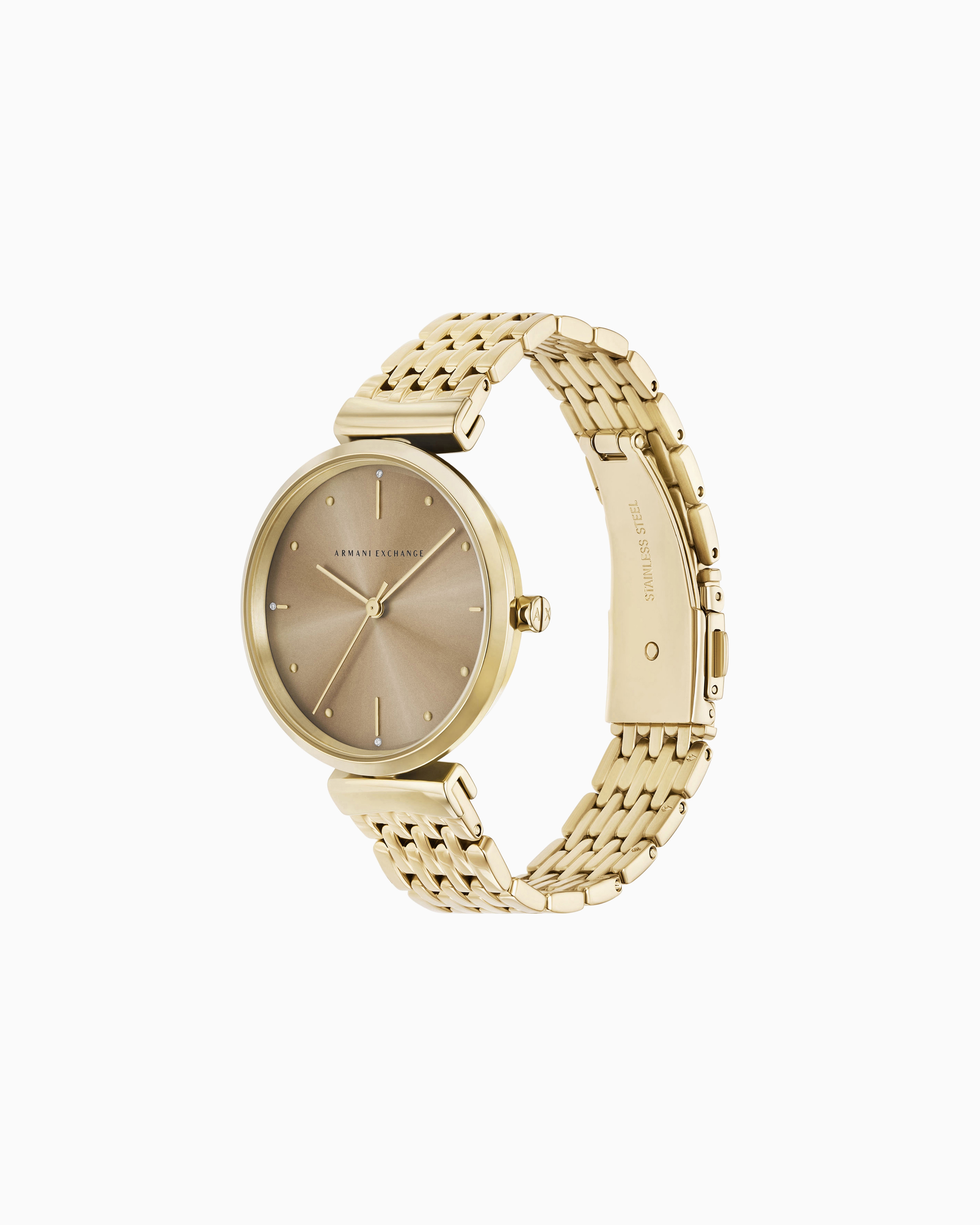 Armani Exchange Three-hand Gold-tone Stainless Steel Watch In Multicolored