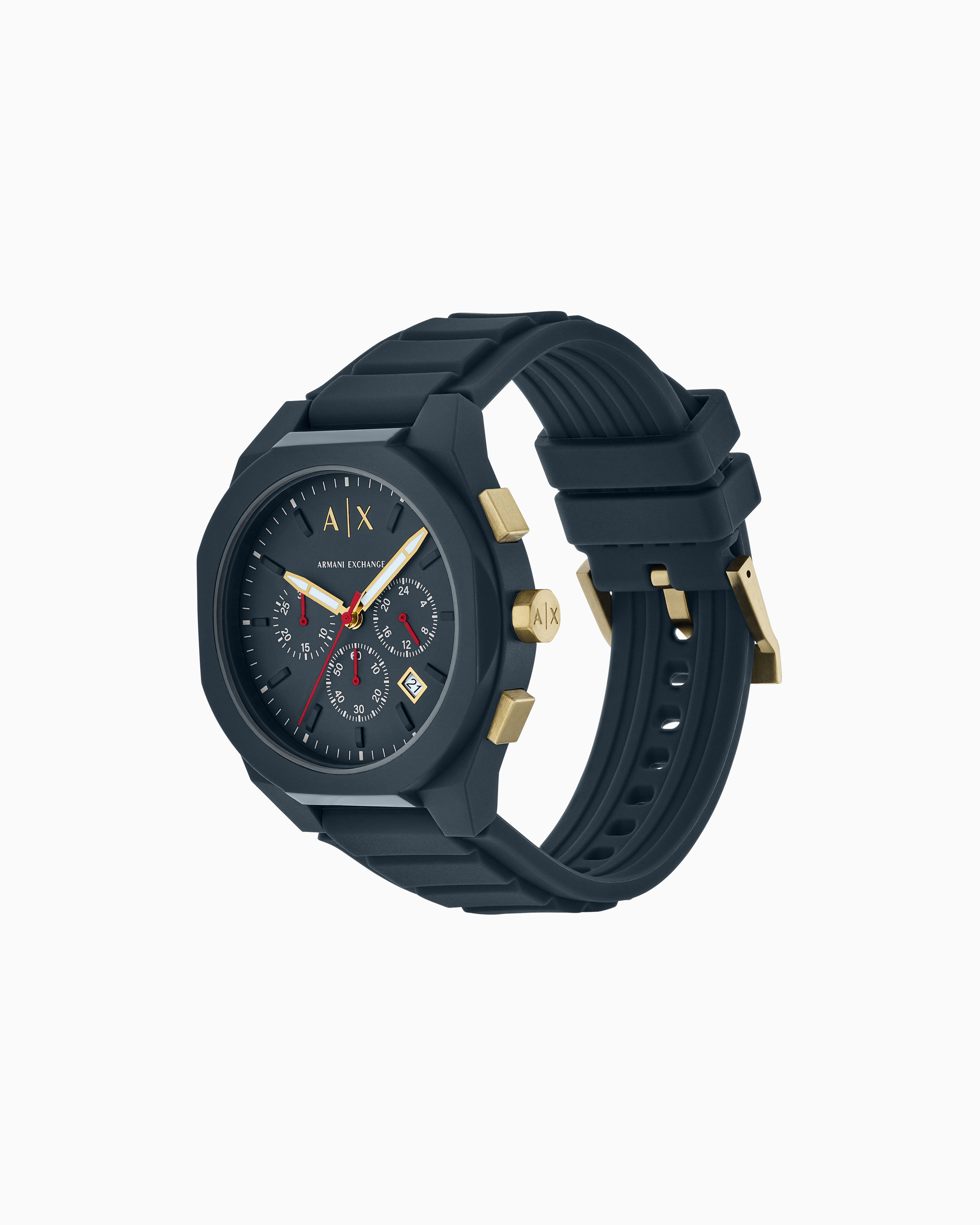 Armani Exchange Chronograph Blue Silicone Watch In Multicolore