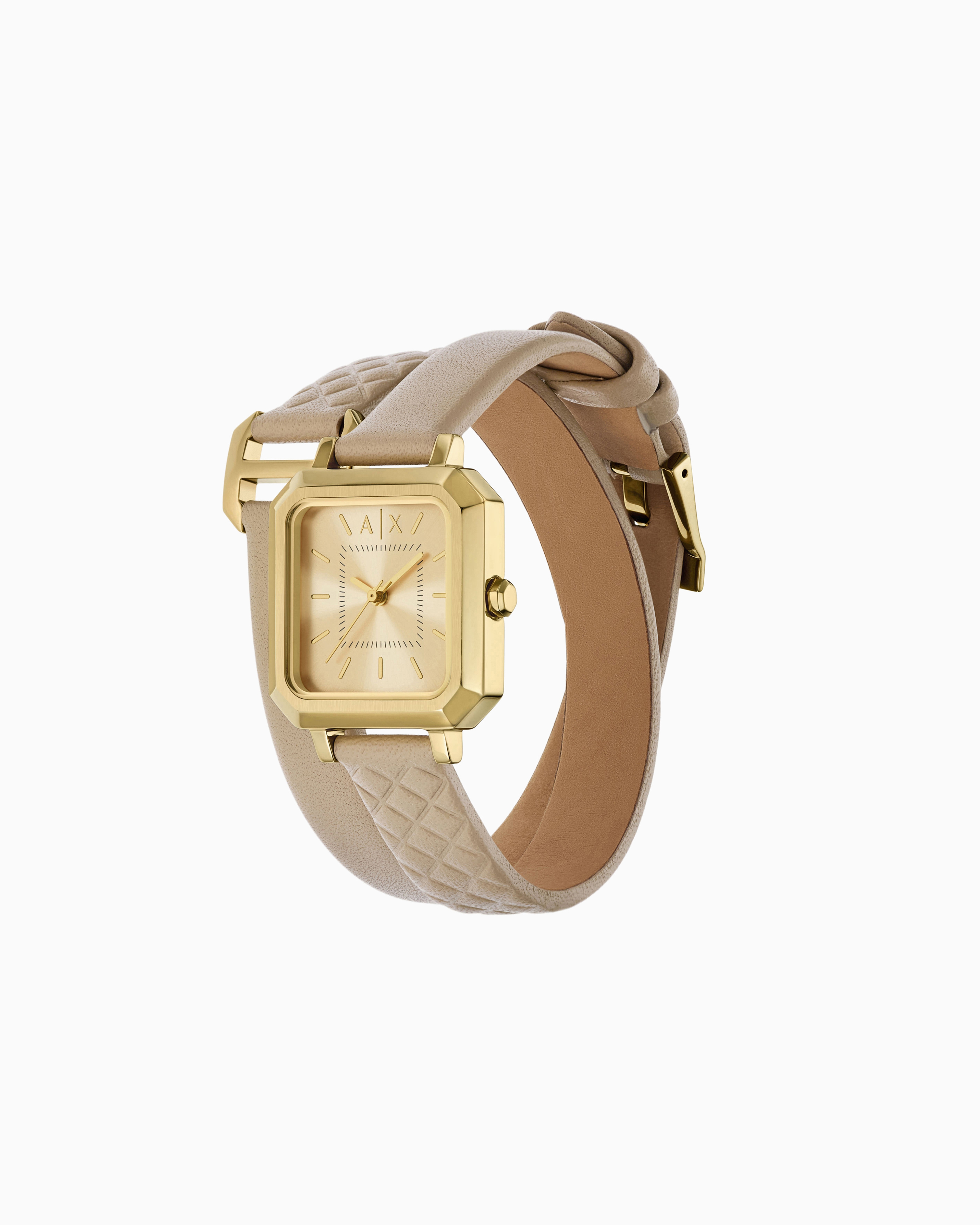Armani Exchange Three-hand Brown Leather Watch In Multicolore