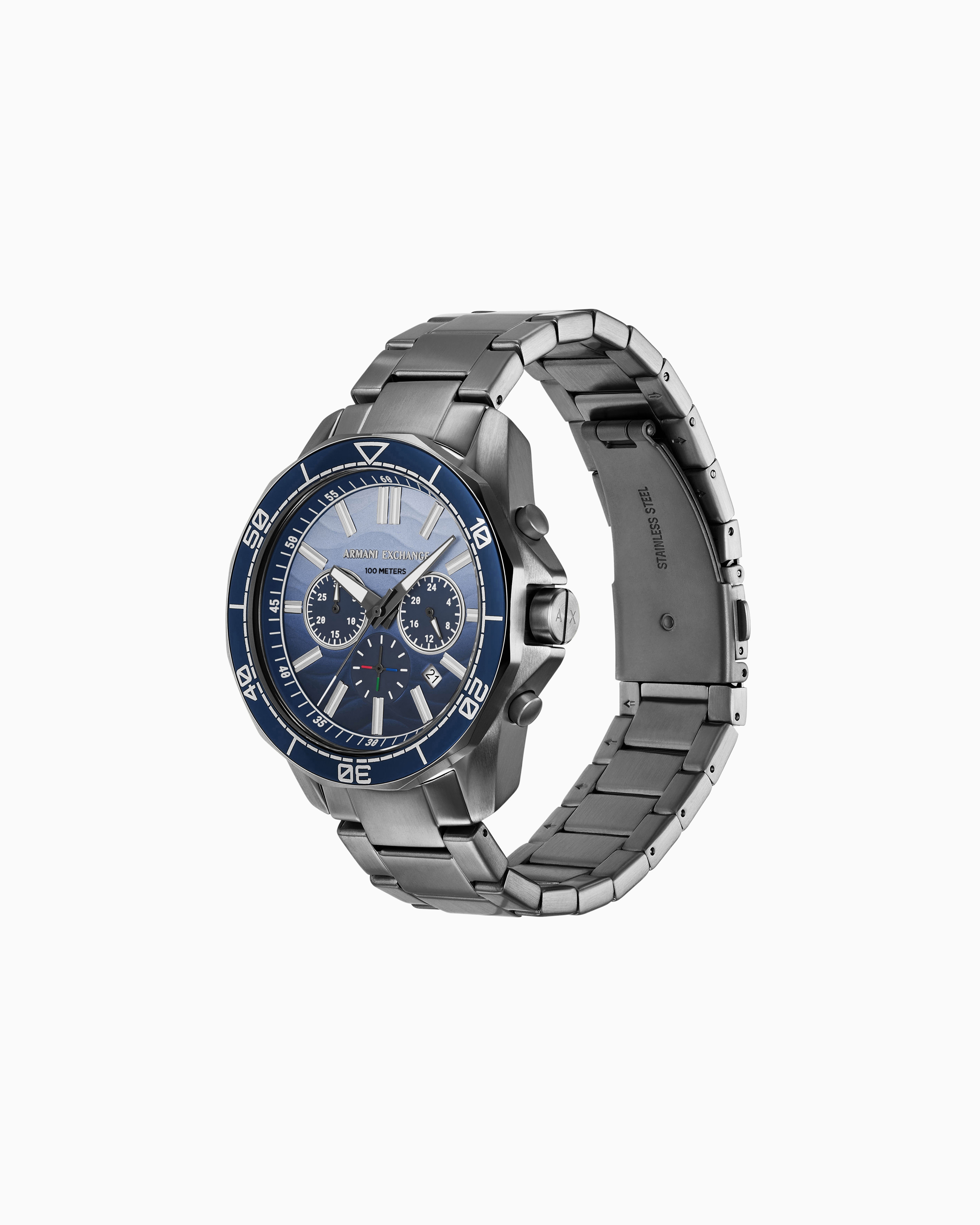 Armani Exchange Chronograph Gunmetal Stainless Steel Watch In Multicolore