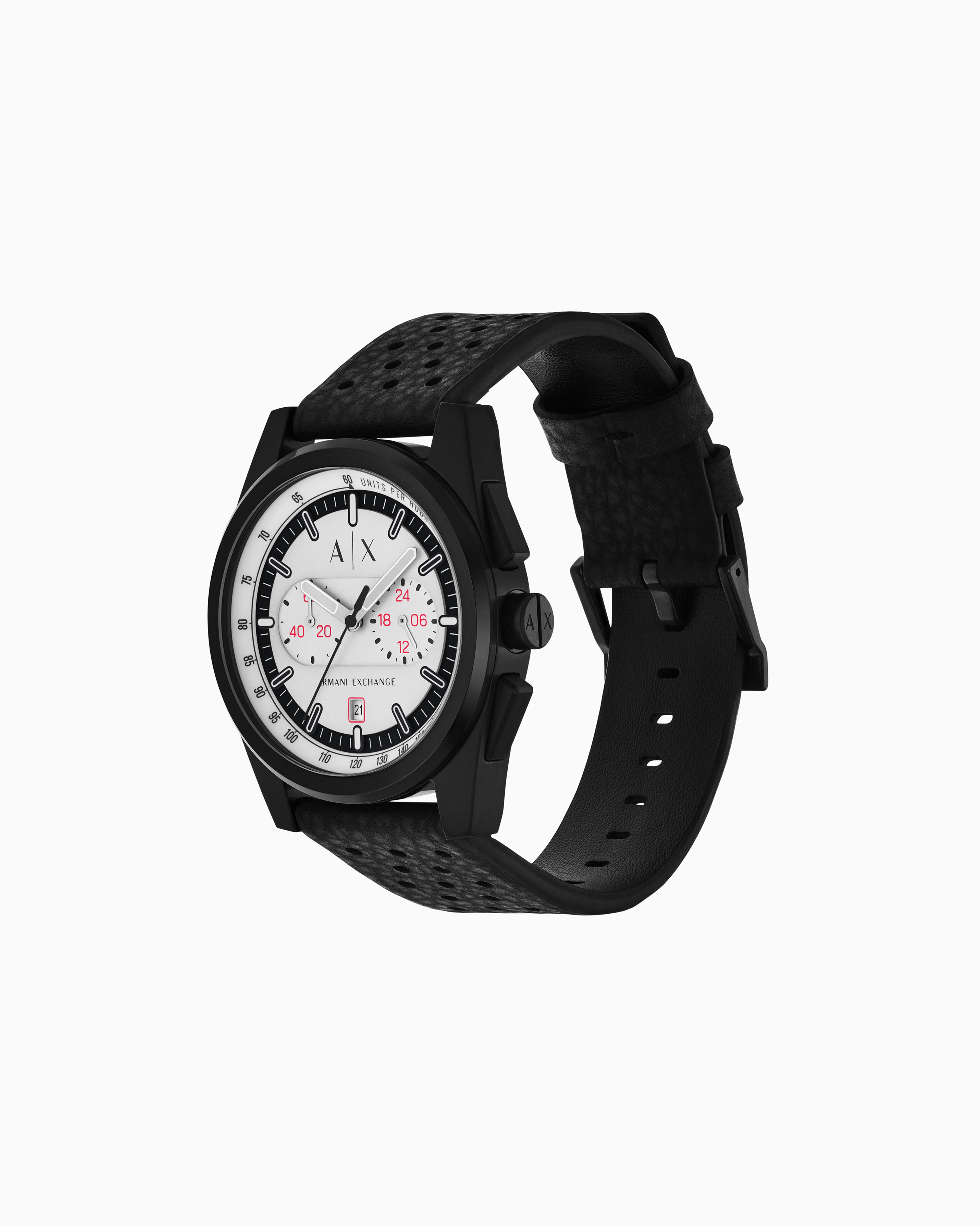 Armani Exchange Chronograph Black Rubber Watch In Multicolore