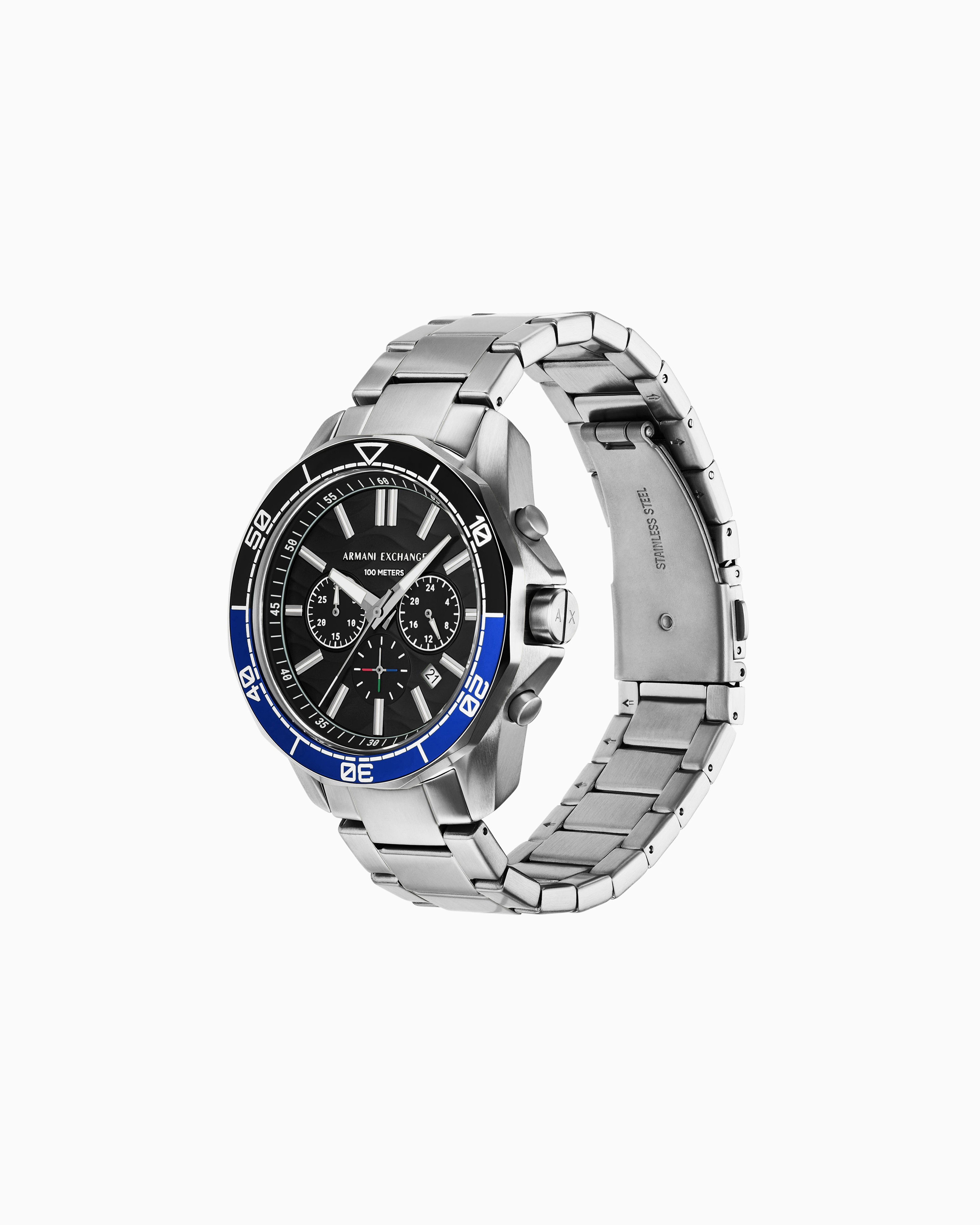 Armani Exchange Chronograph Stainless Steel Watch And Necklace Set In Multicolore