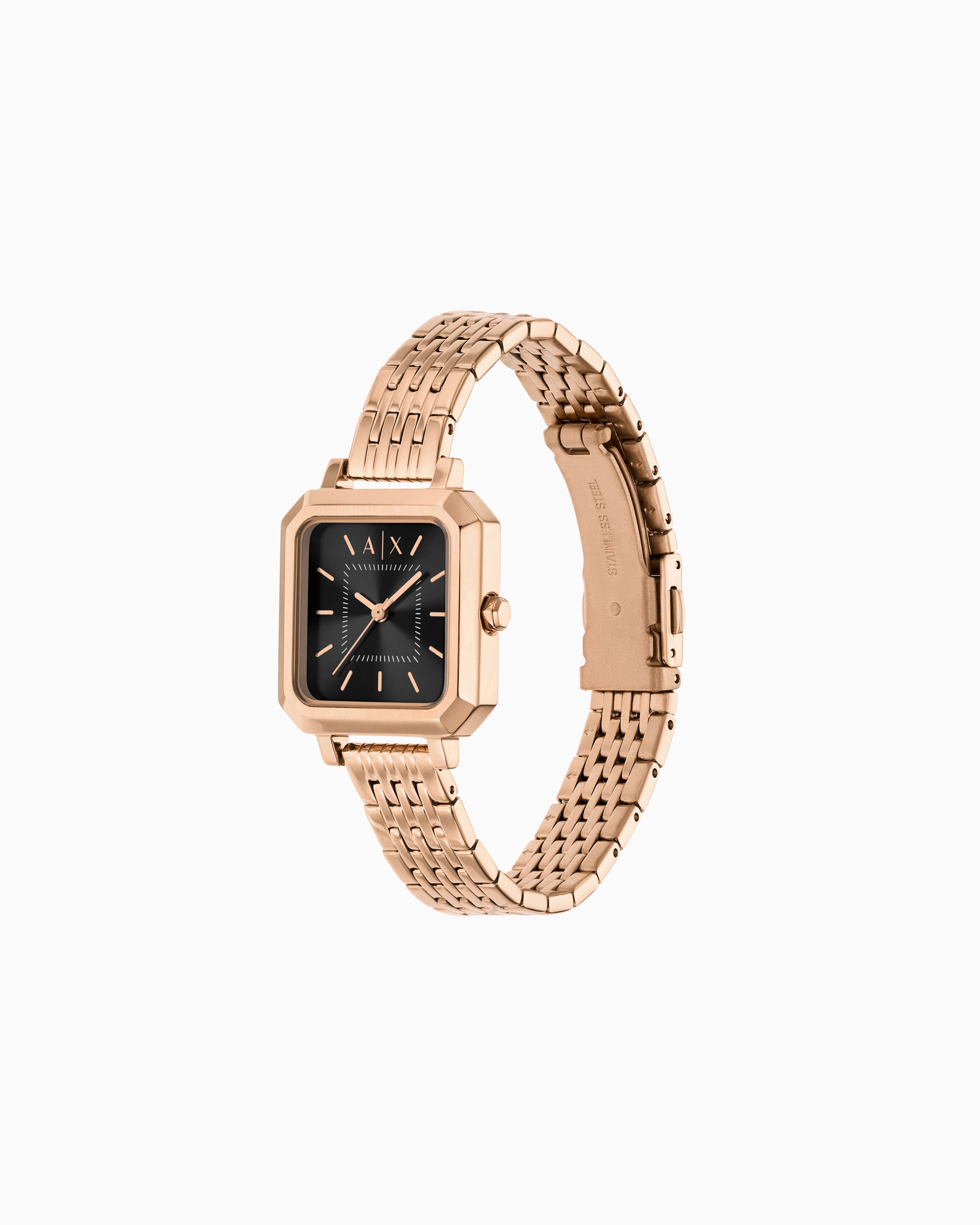 Armani Exchange Three-hand Rose Gold-tone Stainless Steel Watch In Multicolore