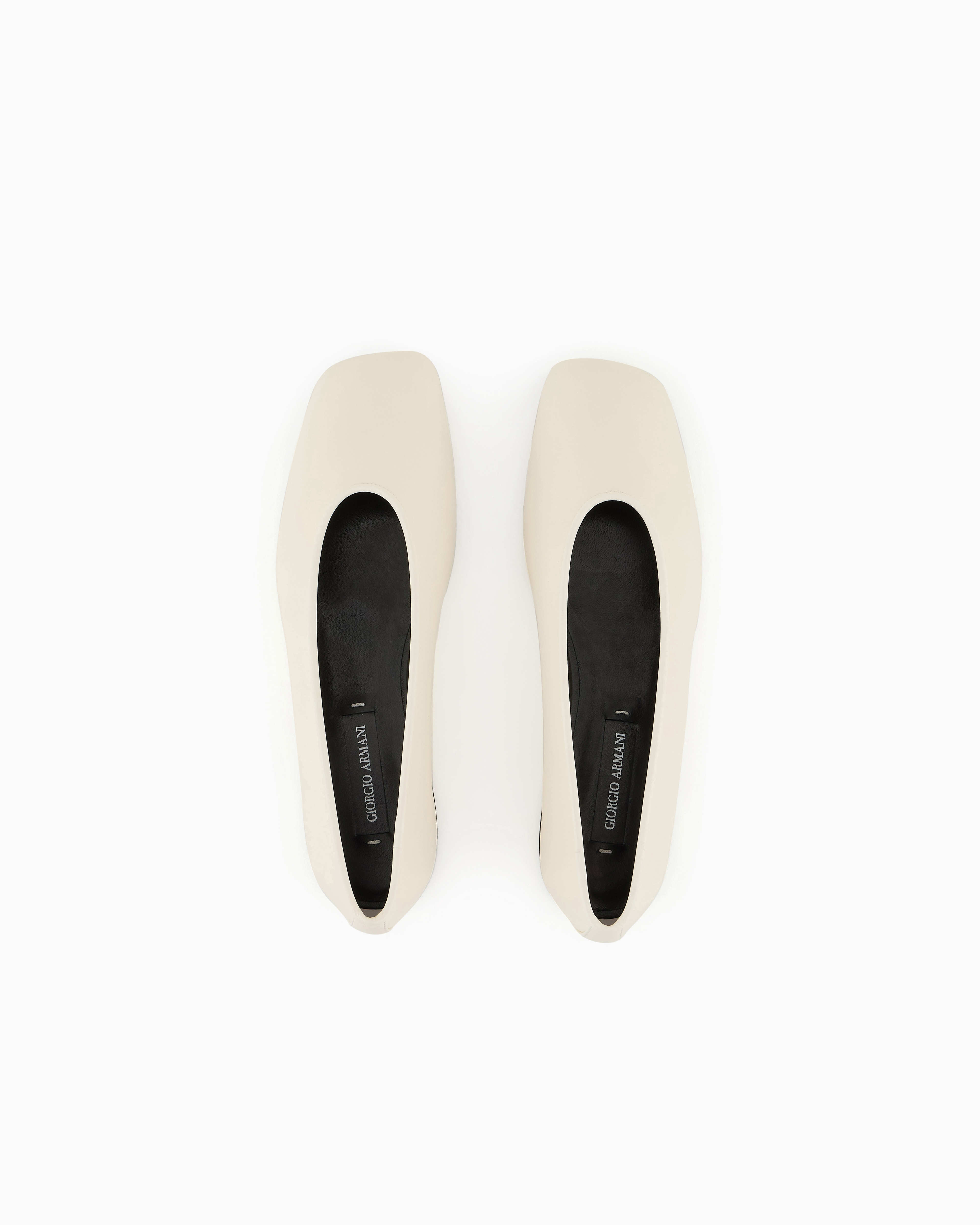 Giorgio Armani Soft Calfskin Ballerina Flats In White