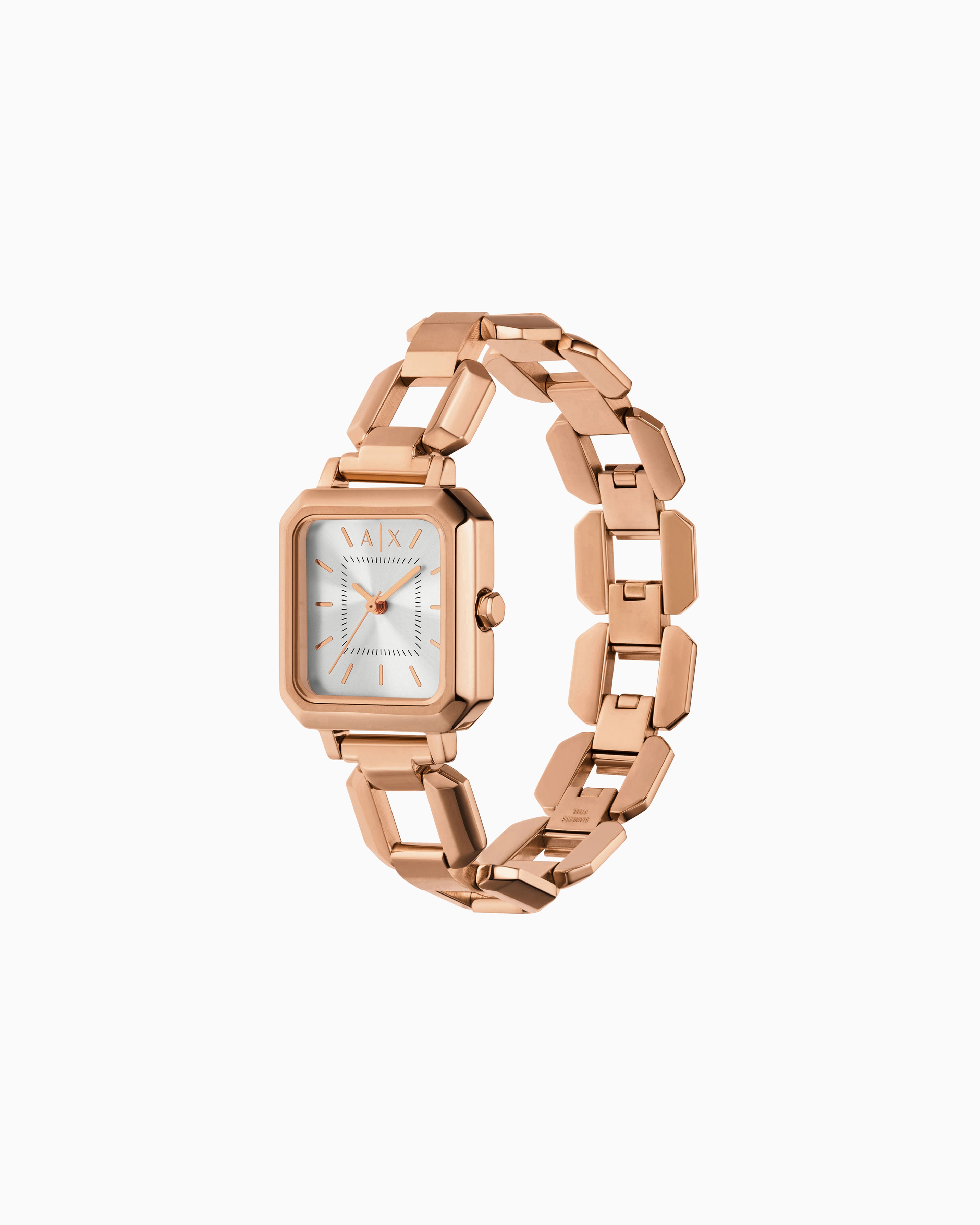 Armani Exchange Three-hand Rose Gold-tone Stainless Steel Watch And Necklace Set In Multicolore