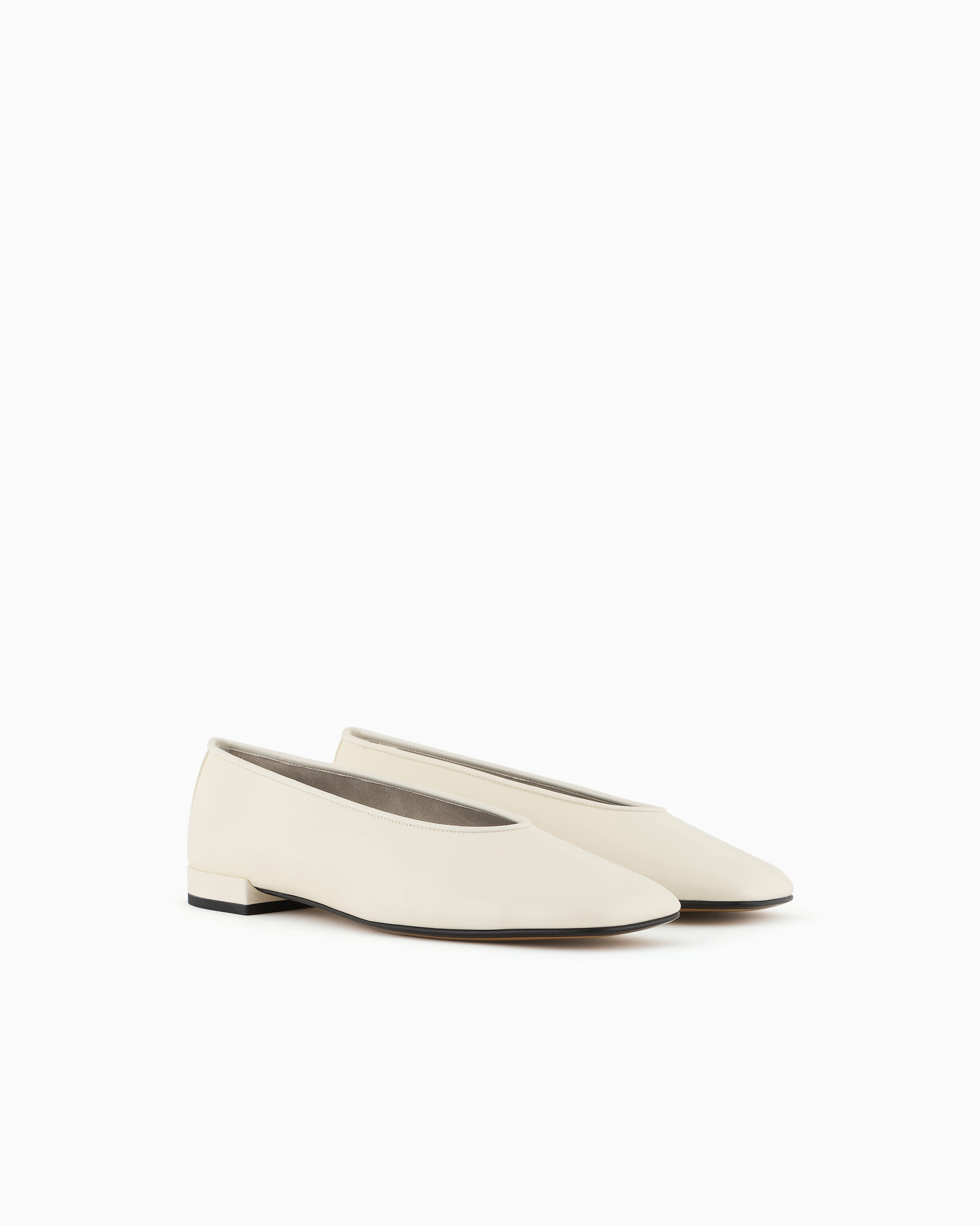 Giorgio Armani Soft Calfskin Ballerina Flats In White