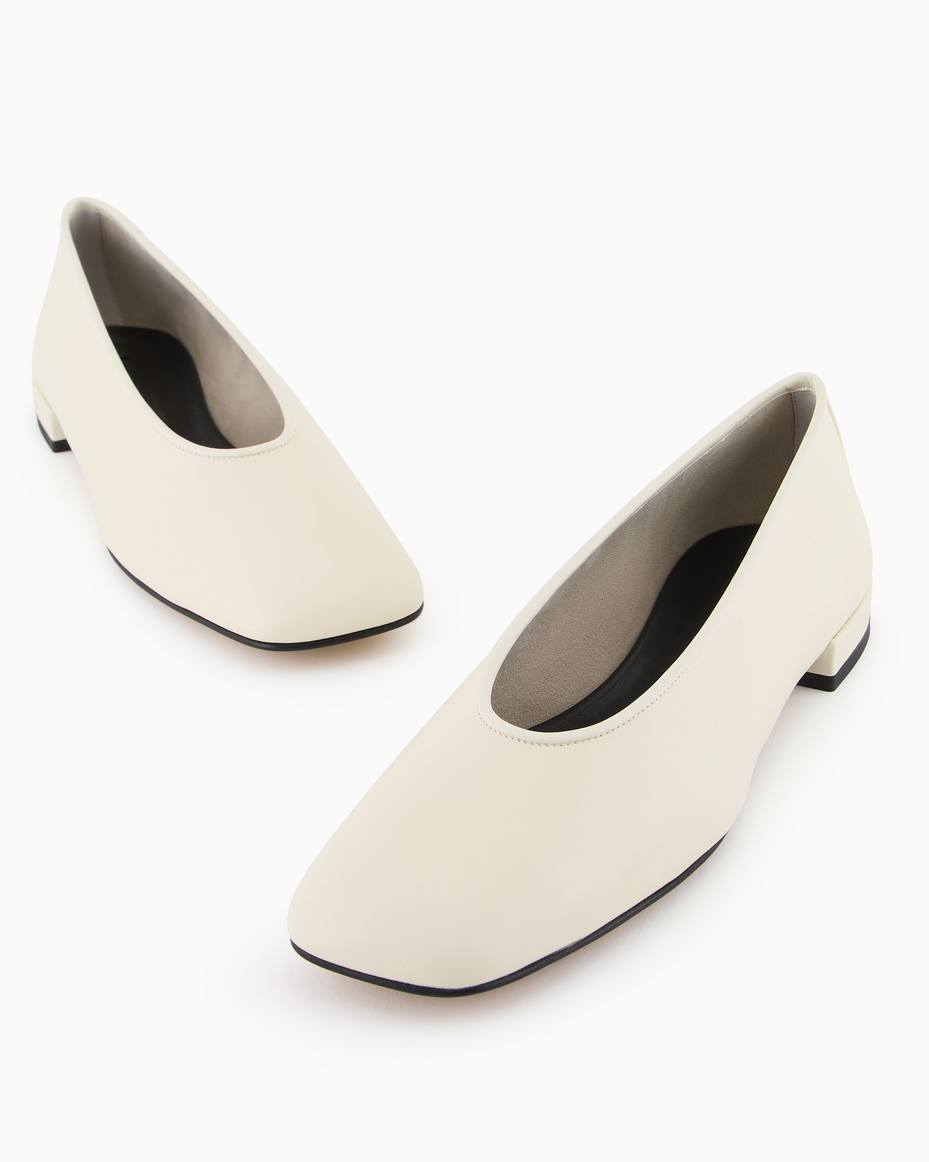 Giorgio Armani Soft Calfskin Ballerina Flats In White