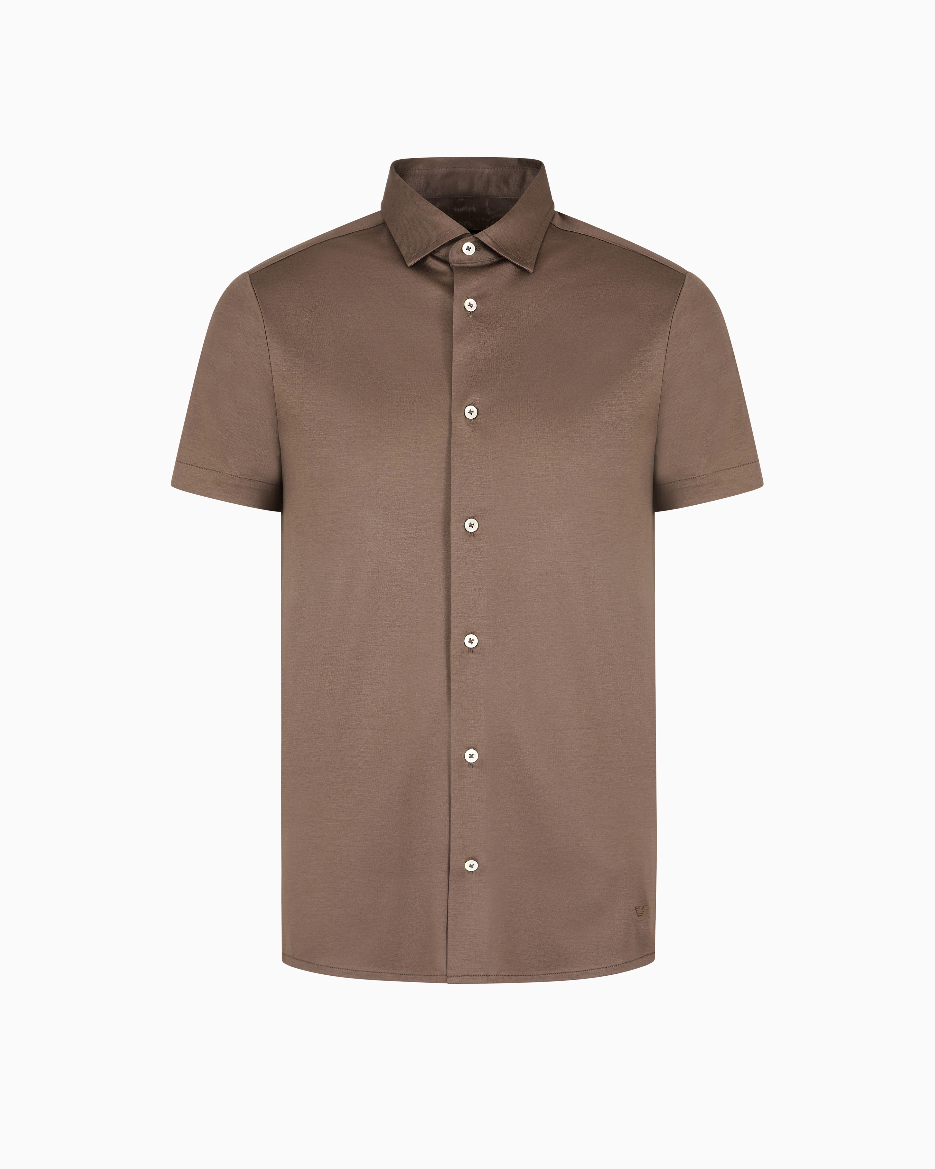 Emporio Armani Asv Short-sleeved Lyocell-blend Jersey Shirt In Brown