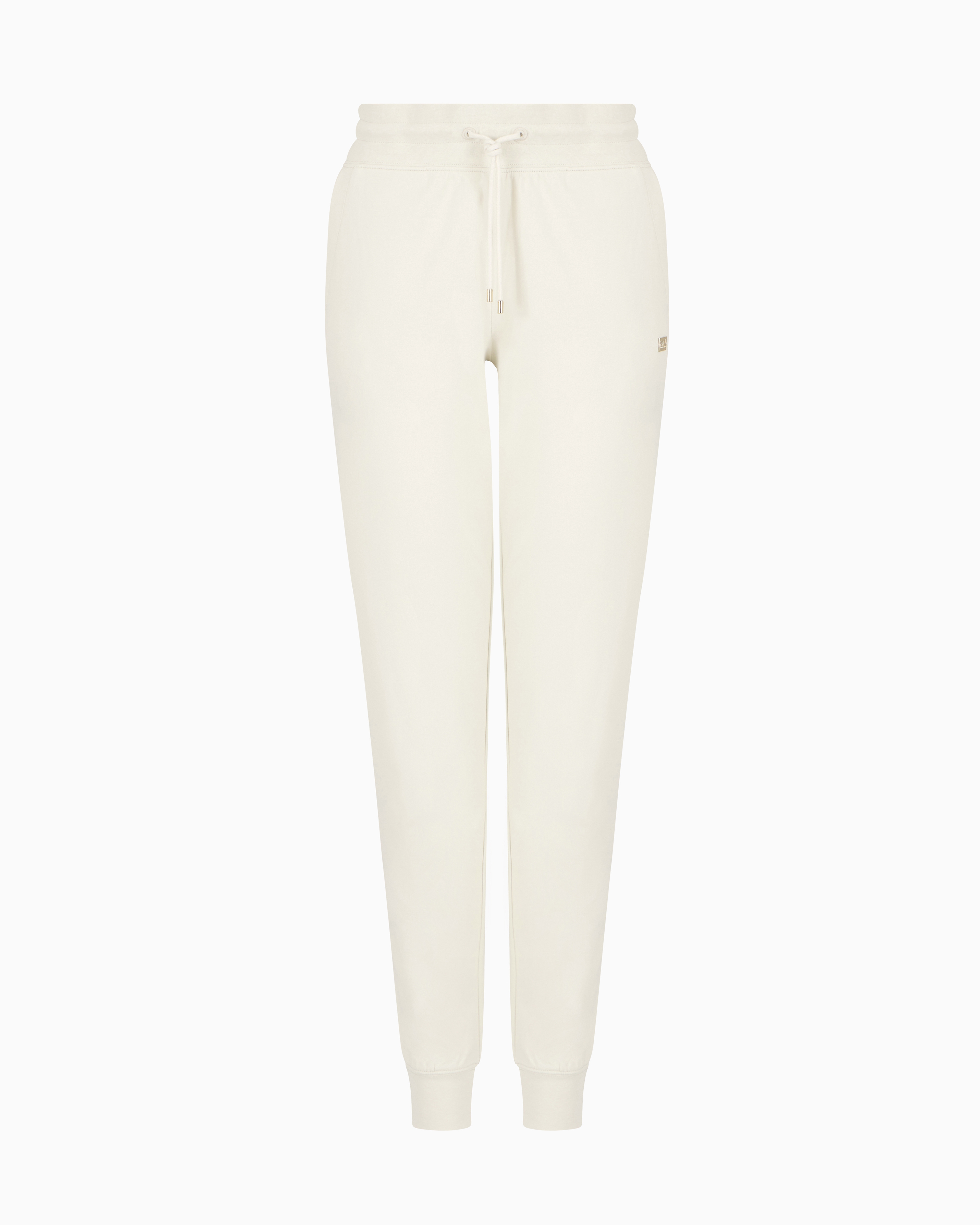 Ea7 Core Lady Stretch-cotton Joggers In Neutral