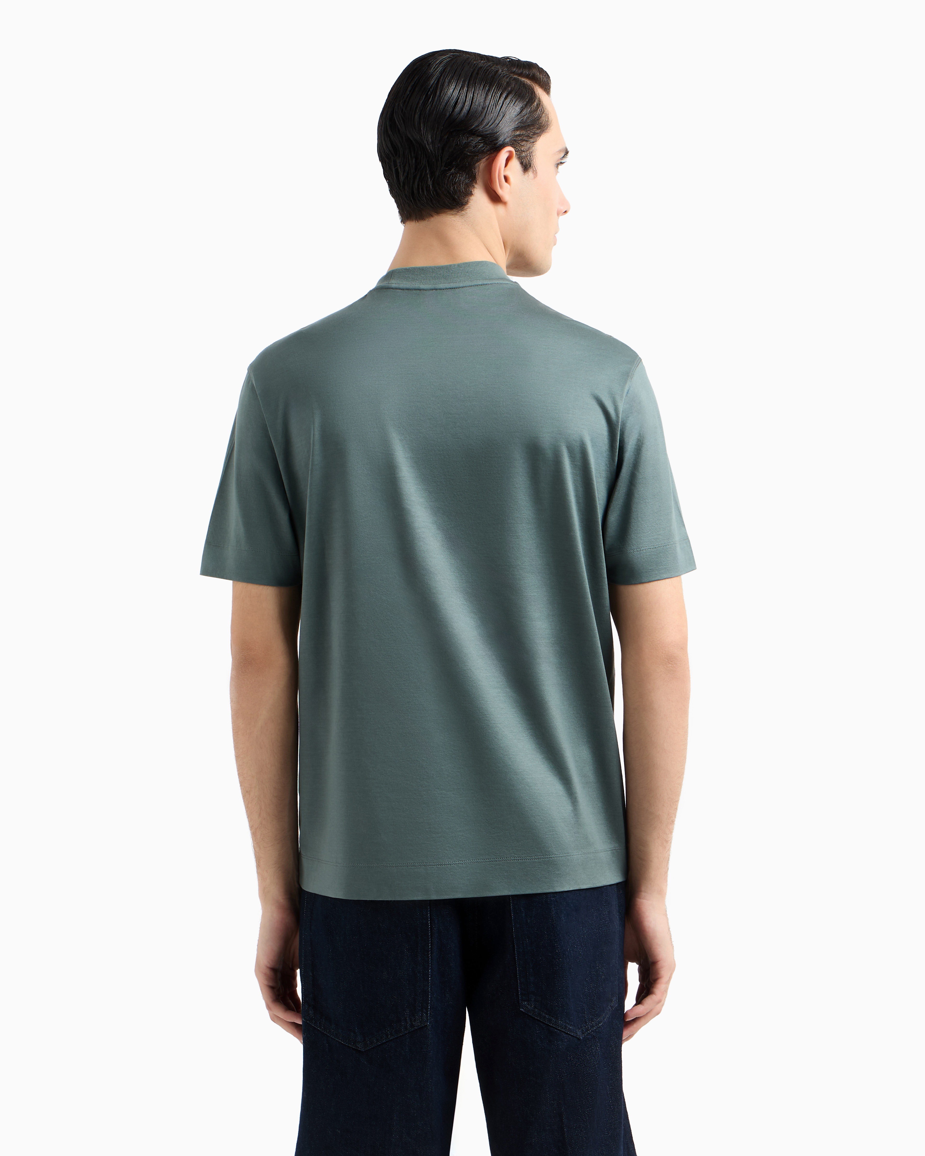 EMPORIO ARMANI ASV LYOCELL BLEND JERSEY T-SHIRT WITH STITCHING EMBROIDERY