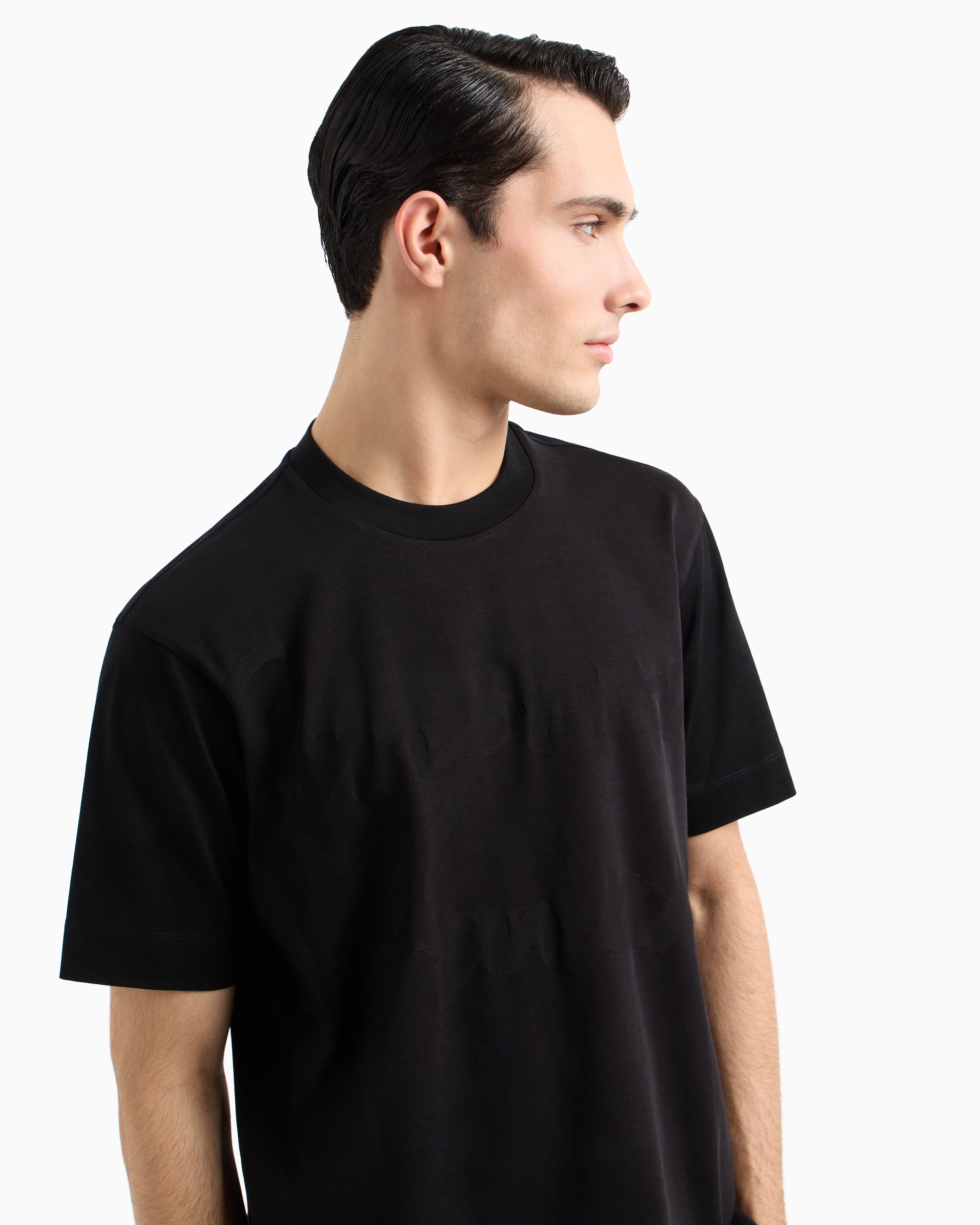 ASV Jersey T-shirt with jacquard logo | Emporio Armani