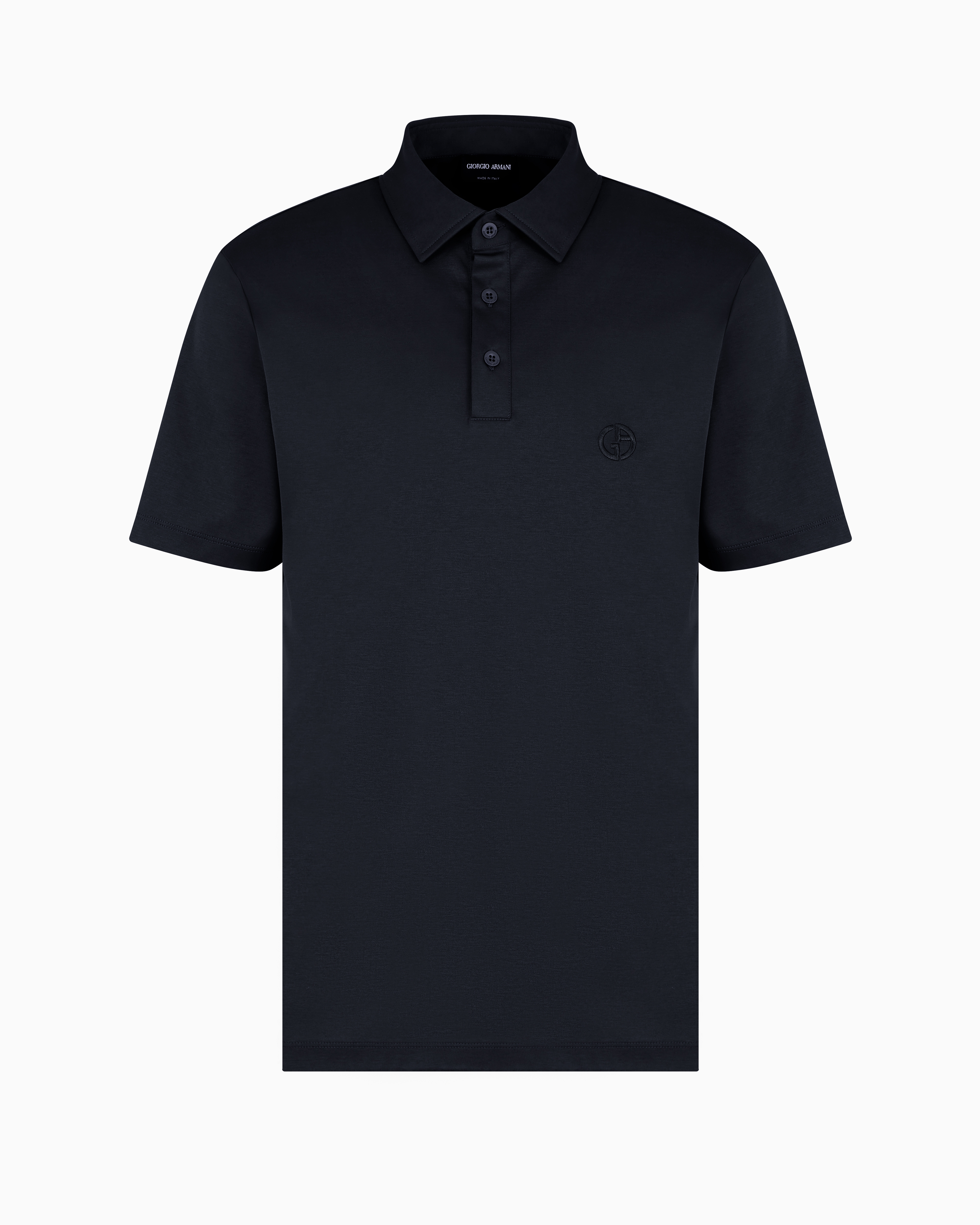 GIORGIO ARMANI PURE COTTON INTERLOCK POLO SHIRT WITH EMBROIDERED LOGO