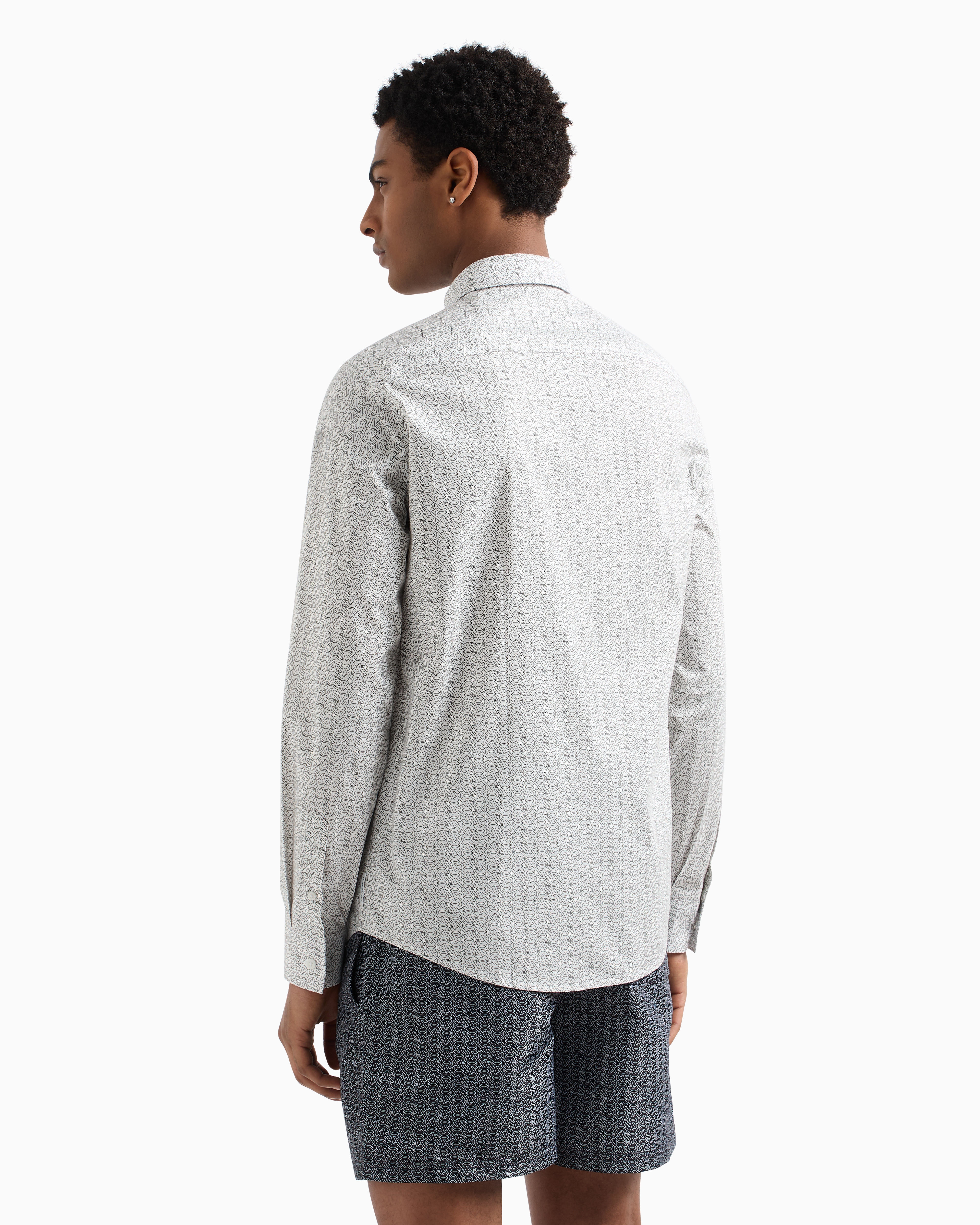Armani Exchange - Slim fit micro-pattern shirt, Man, White, Size: