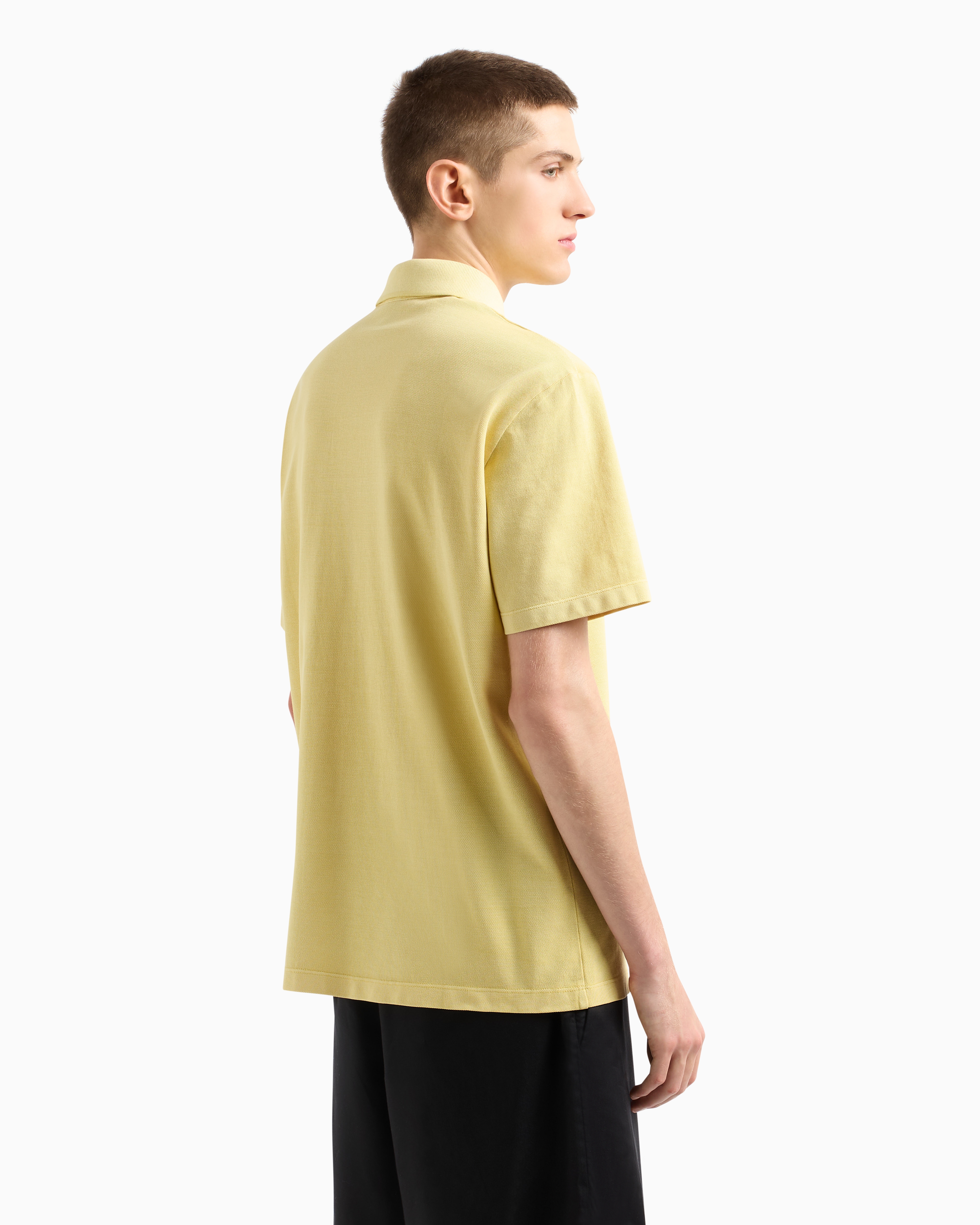 Armani Exchange - Used effect cotton piquet polo, Man, Yellow, Size: