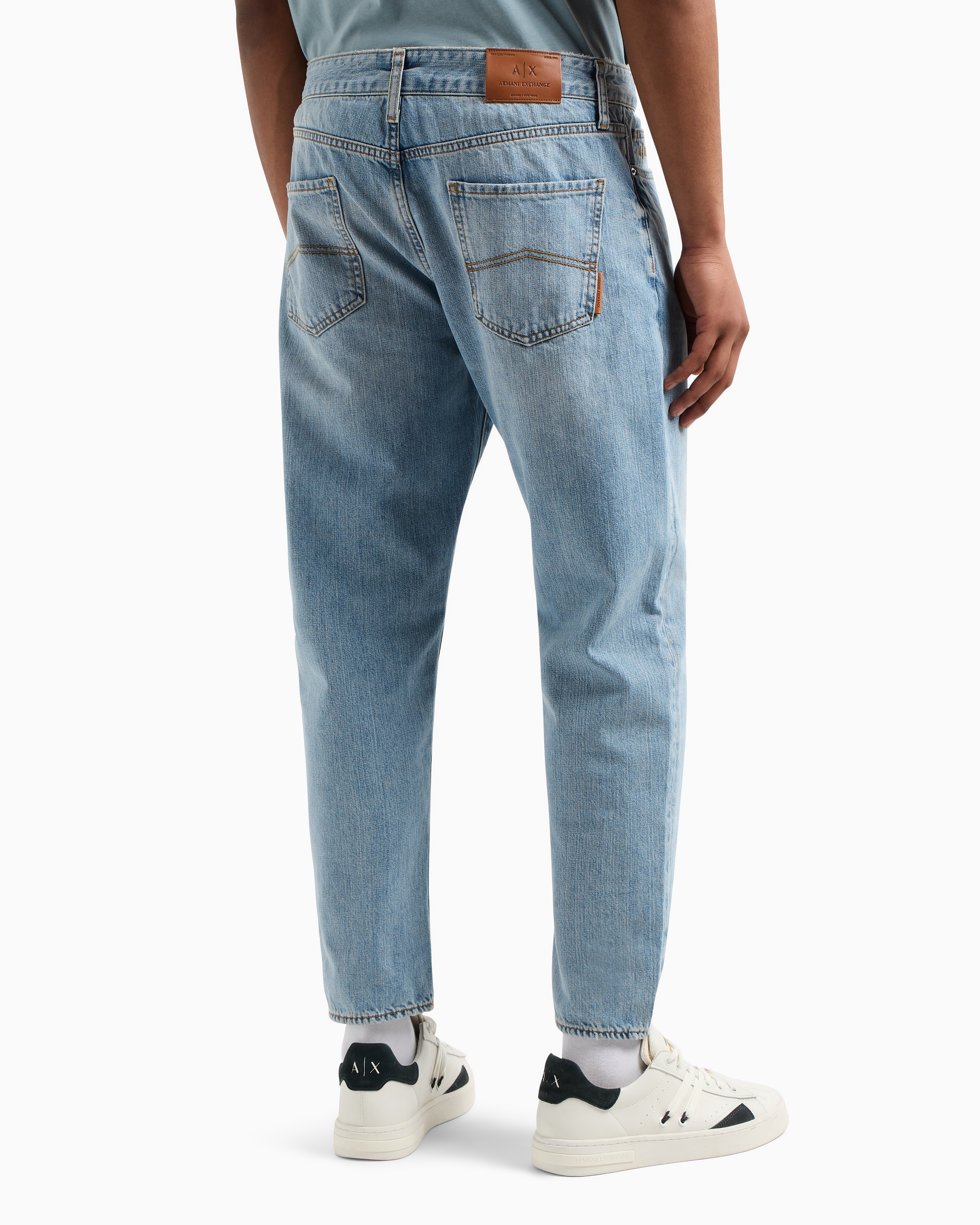 Armani Exchange - J71 carrot fit jeans stone washed cotton denim, Man, Blue, Size: