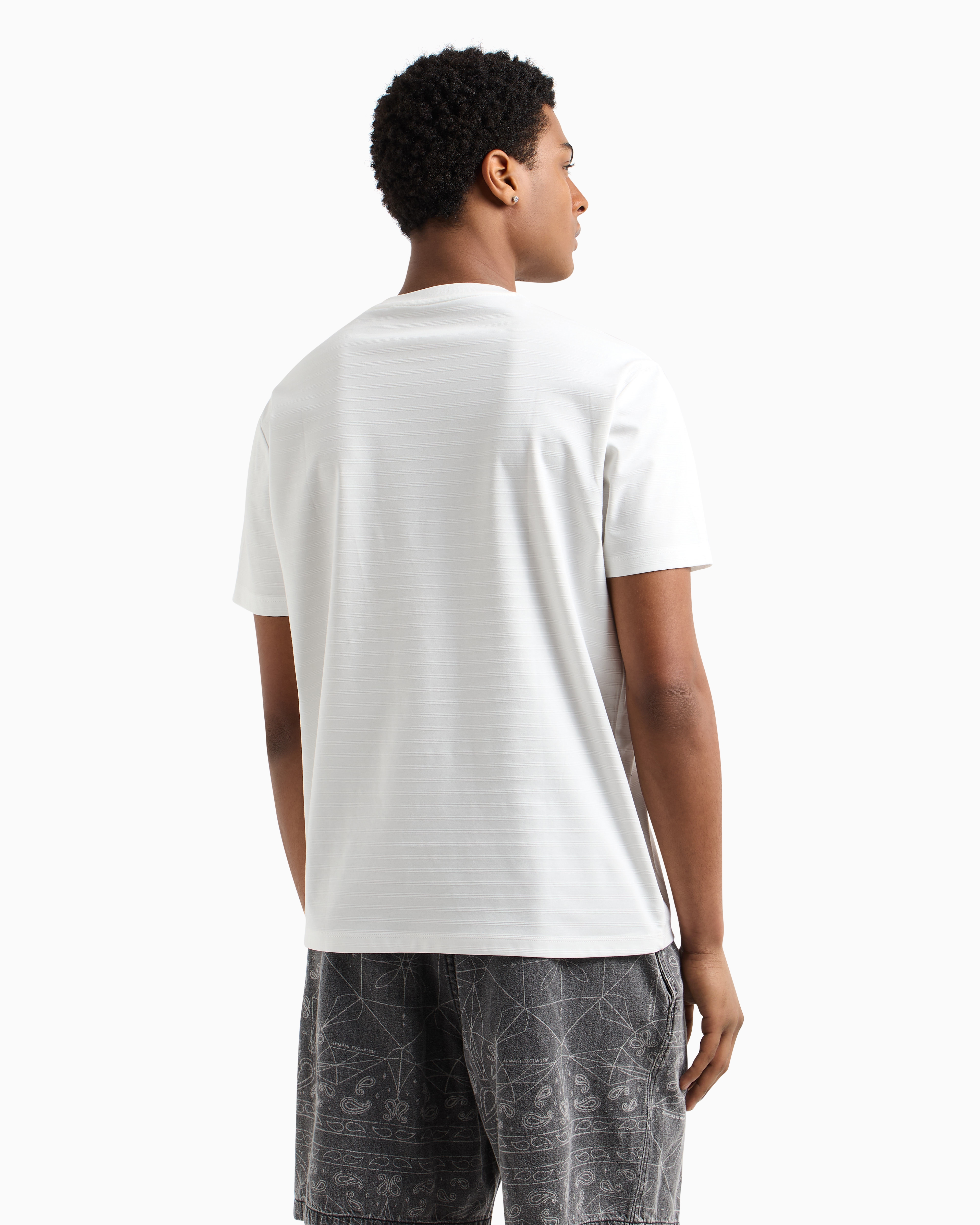 Armani Exchange Patterned Short-sleeved Shirt In White