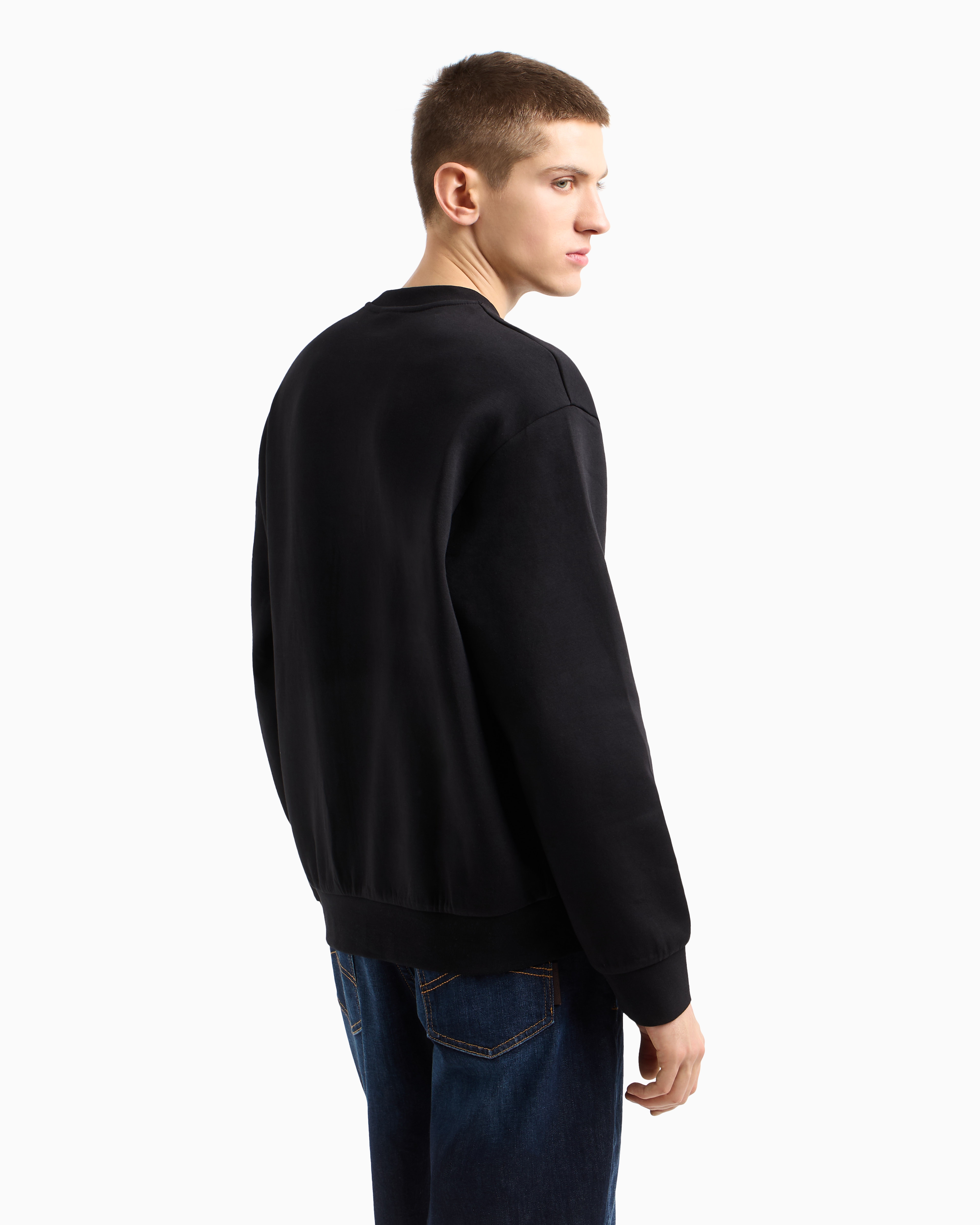 Armani Exchange - Crewneck cotton blend sweatshirt, Man, Black, Size: