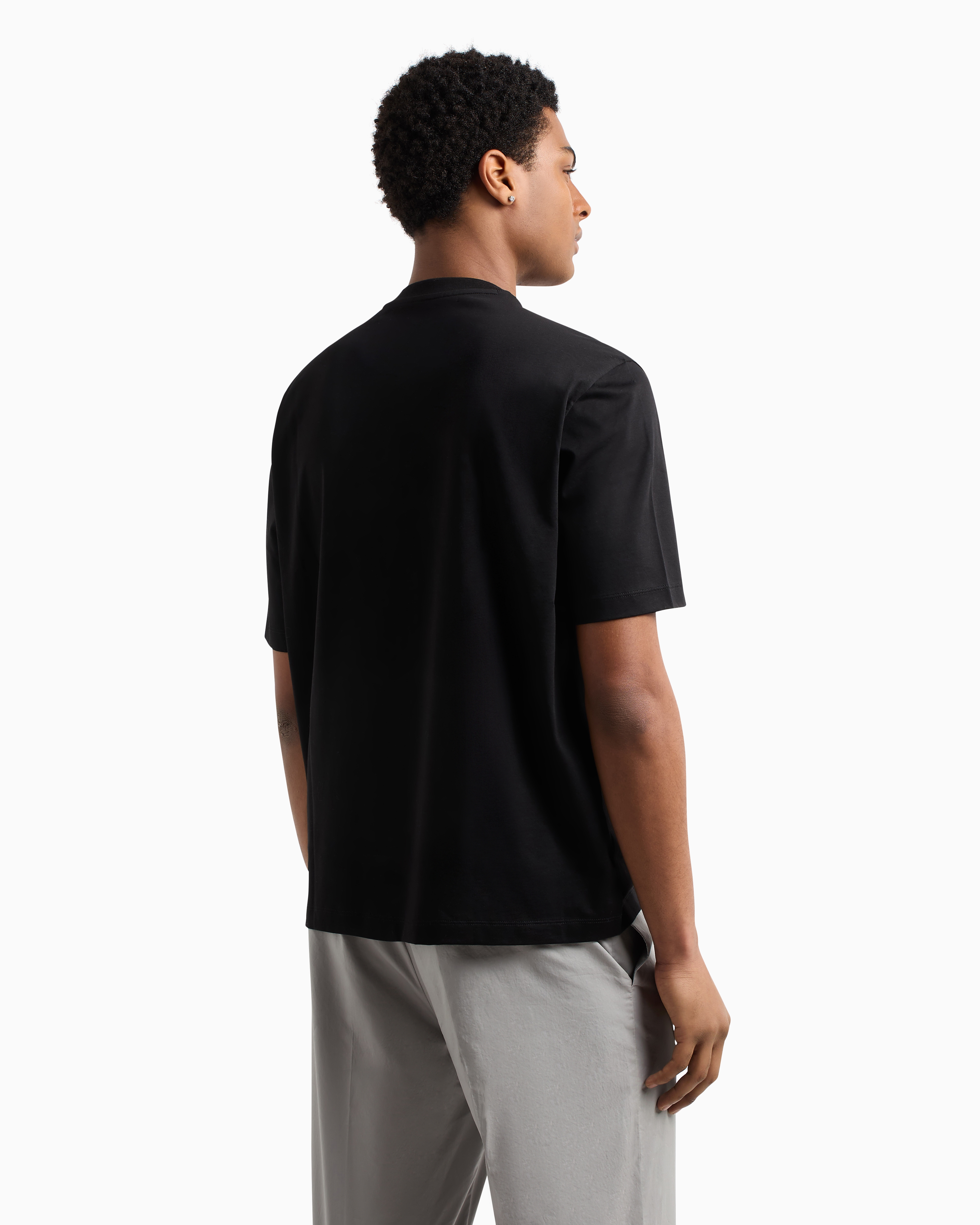 Armani Exchange - Regular fit T-shirt with print on the chest, Man, Black, Size: