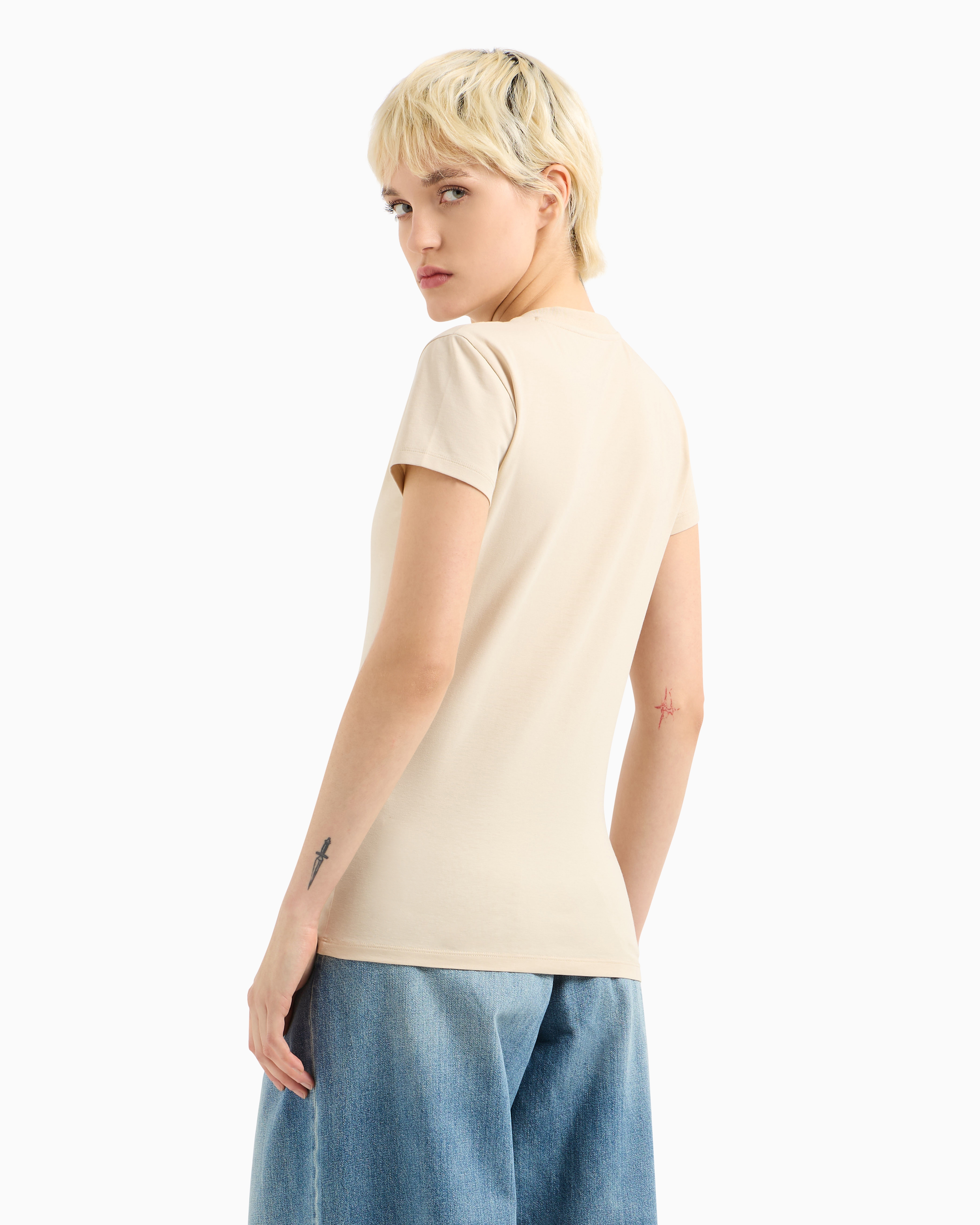 Armani Exchange Slim Fit T-shirts In Beige