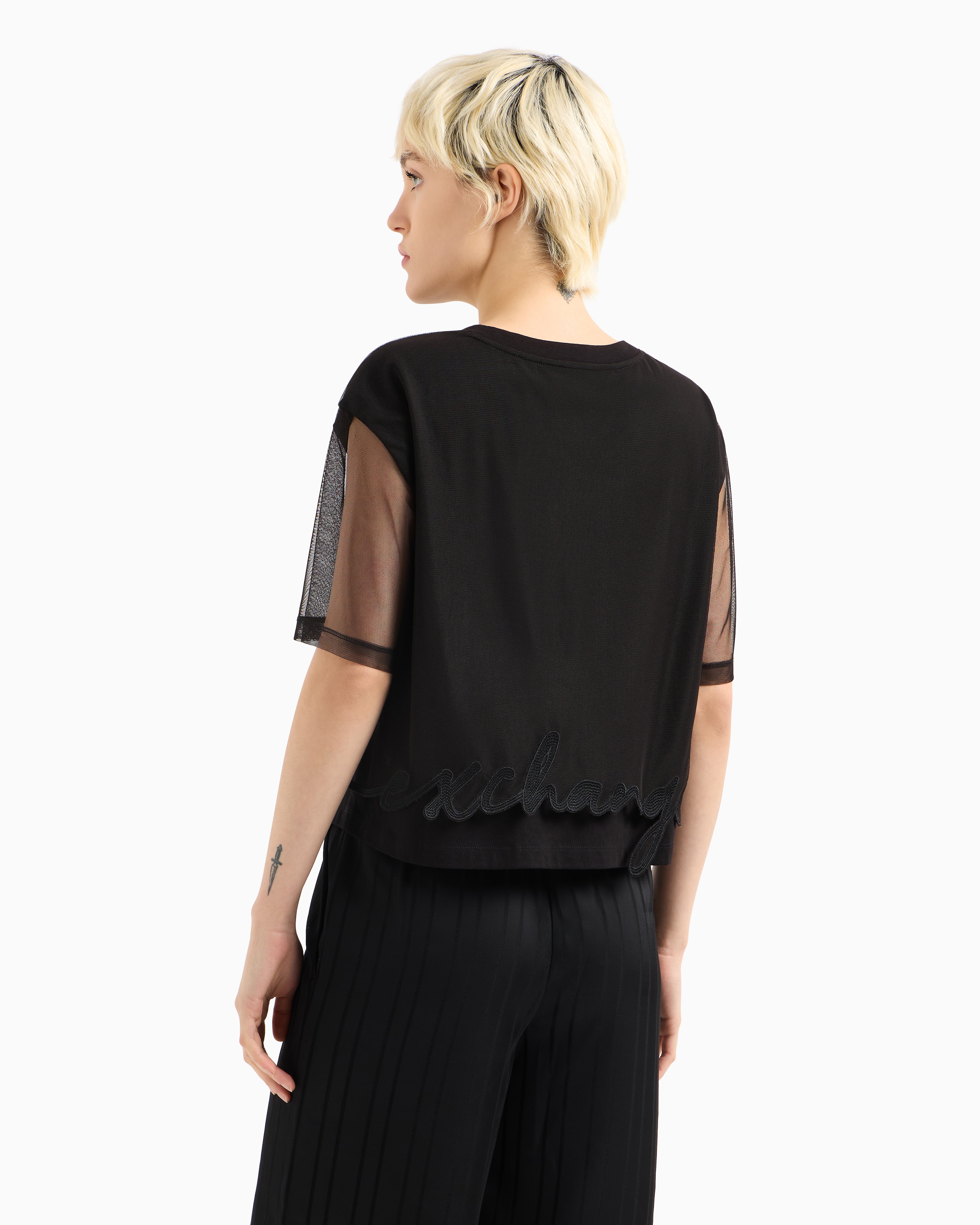 Armani Exchange Cropped T-shirts In Black
