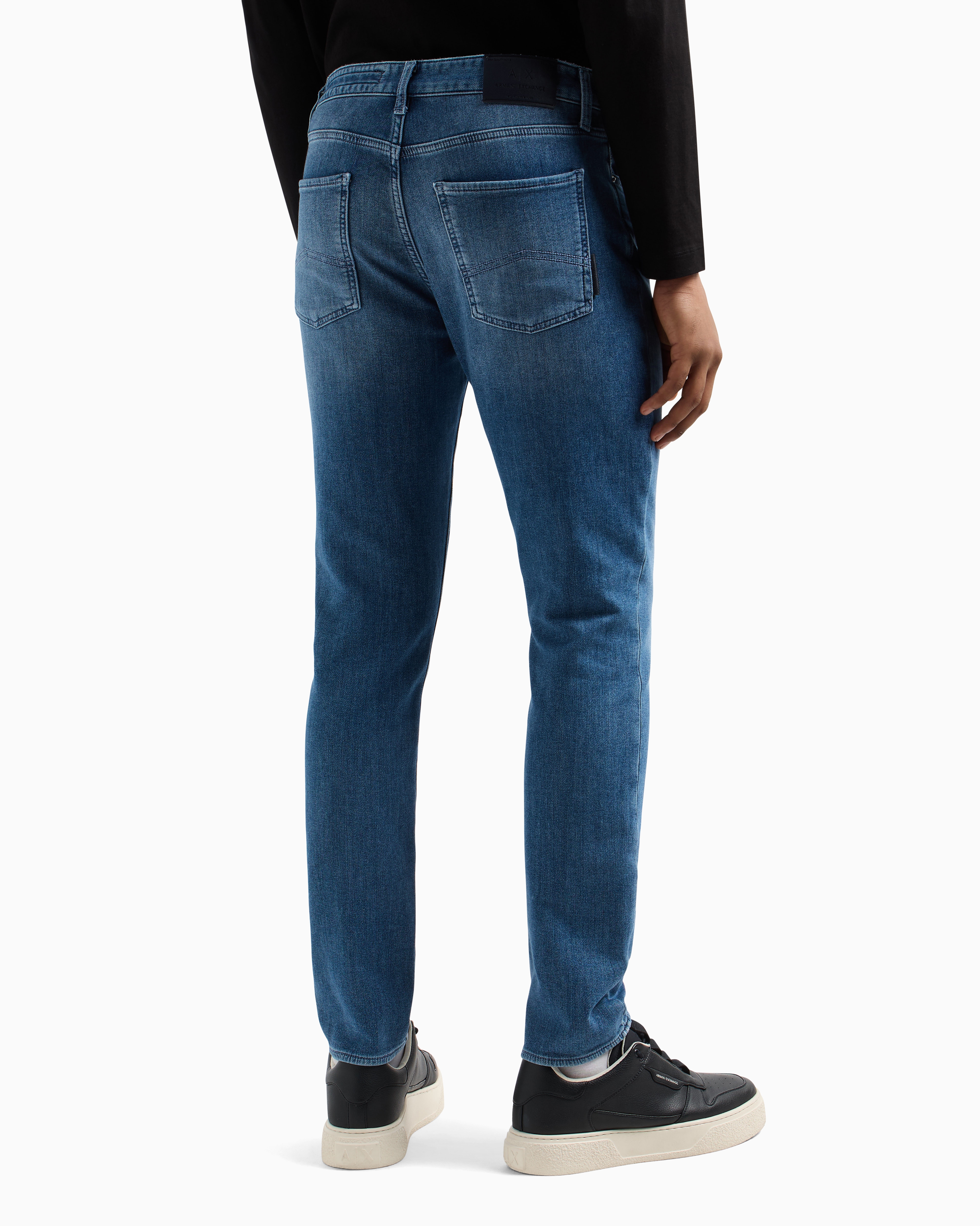 Armani Exchange - J14 skinny fit jeans stone washed cotton denim, Man, Blue, Size: